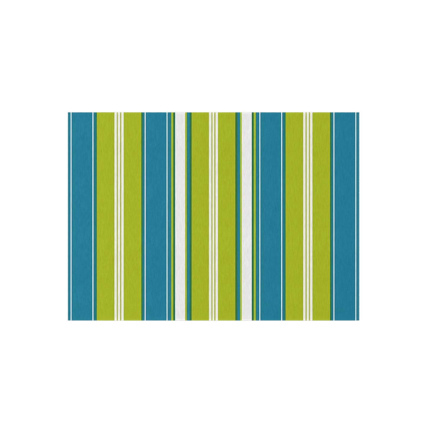 Blue Green White Stripe Outdoor/Indoor Rug | Patio Mat, Weather-Resistant