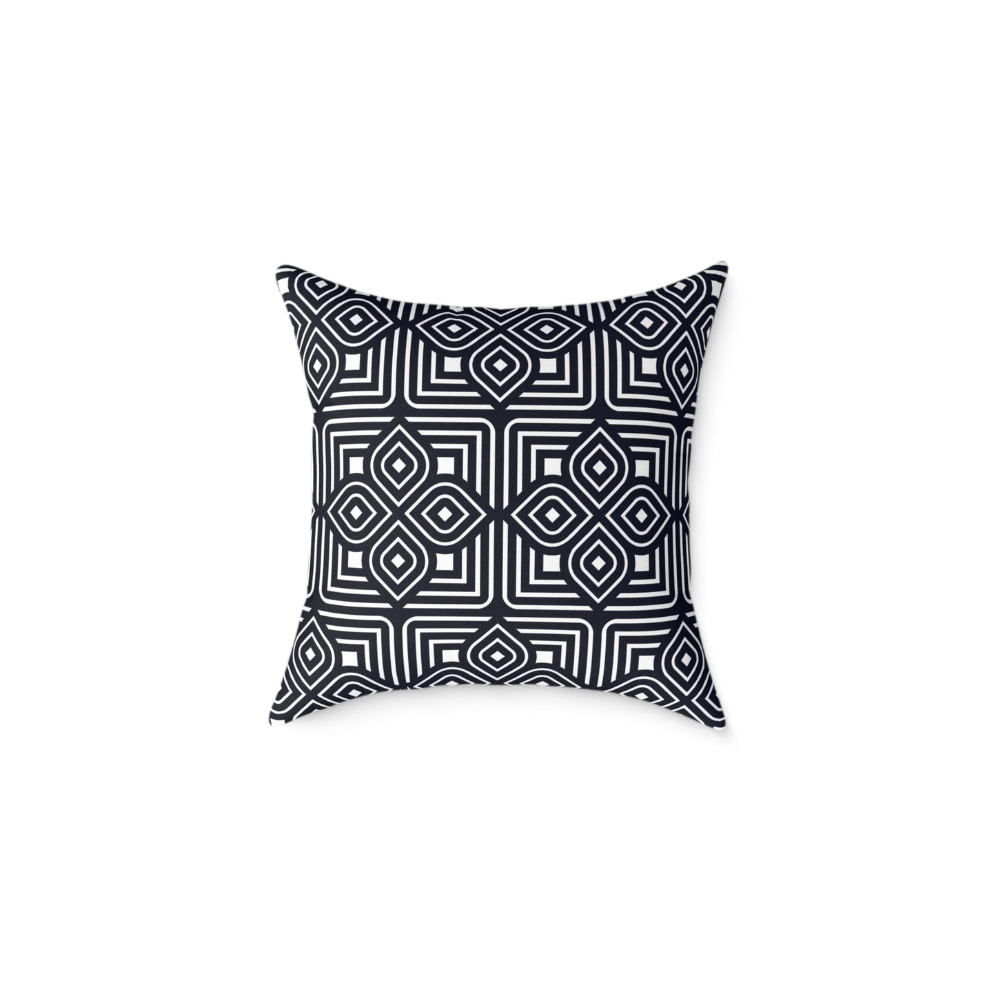 Geometric Moroccan Tile Square Pillow | Navy Canvas Throw Pillow