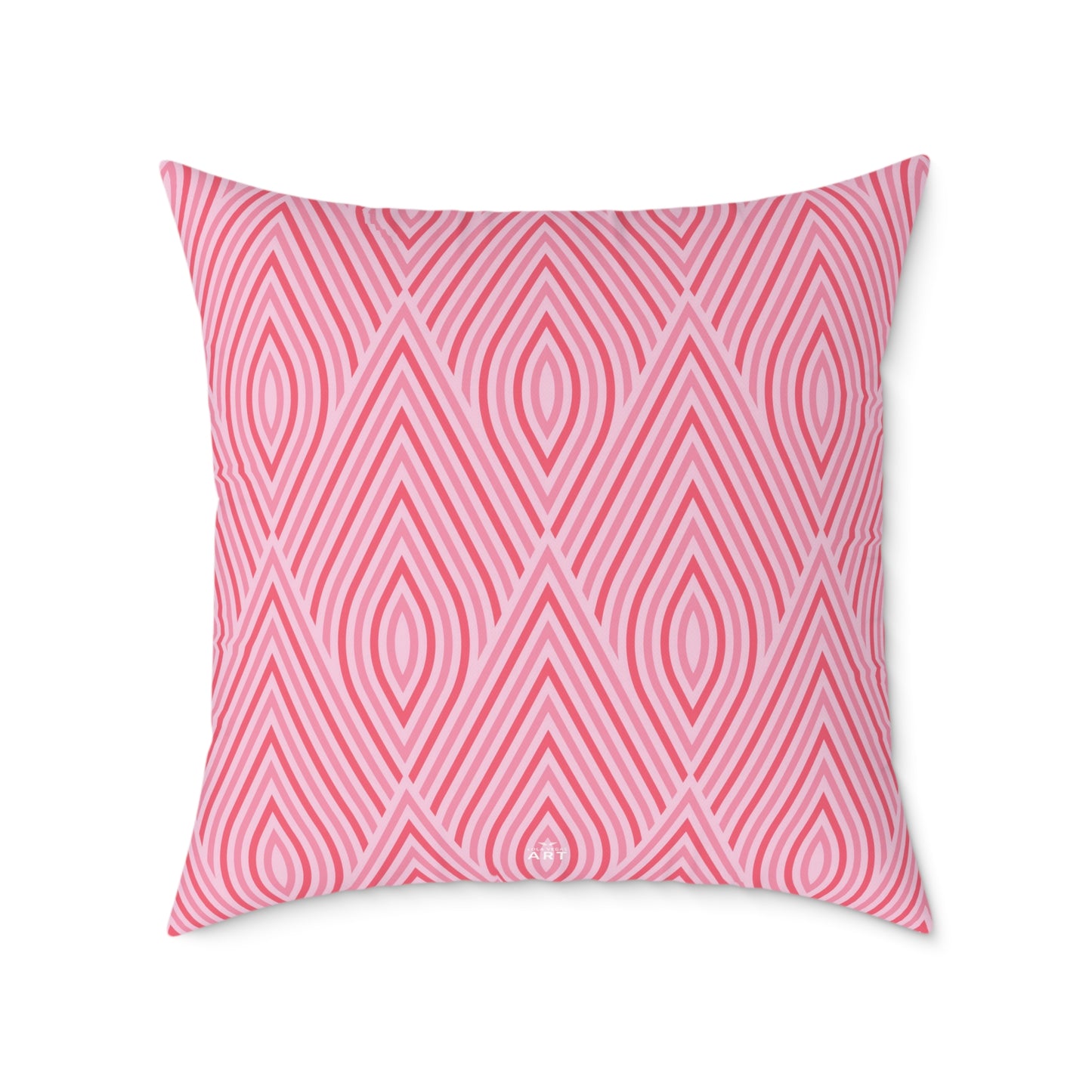 Pink Geometric Ikat Pattern Square Pillow | Decorative Throw Pillow