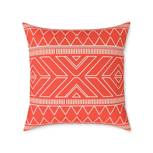 Tribal Geo Pattern Square Pillow | Orange Aztec Throw Pillow