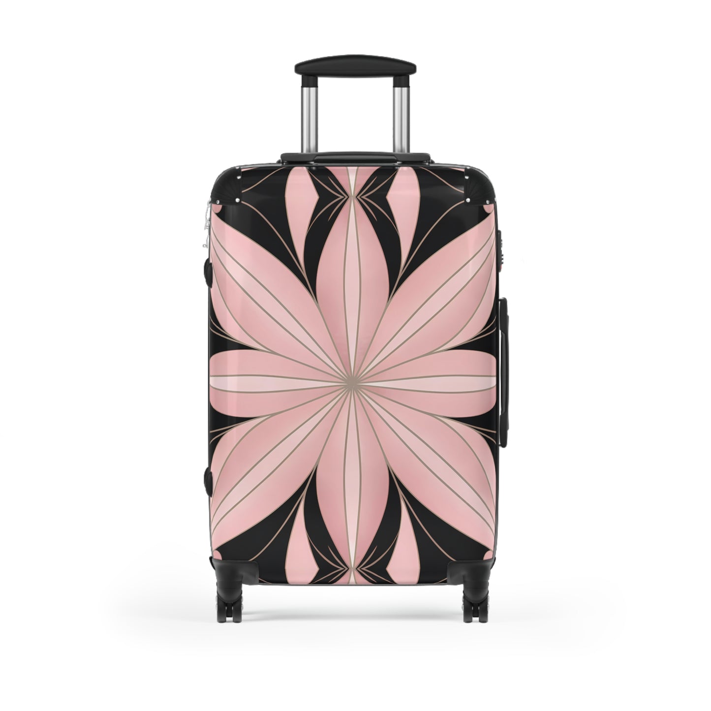 Suitcase, Luggage, Travel Bag, Art Deco, Flower Design, Pink and Black, Hollywood Regency, Unique Suitcase, Vintage Suitcase, Retro Travel