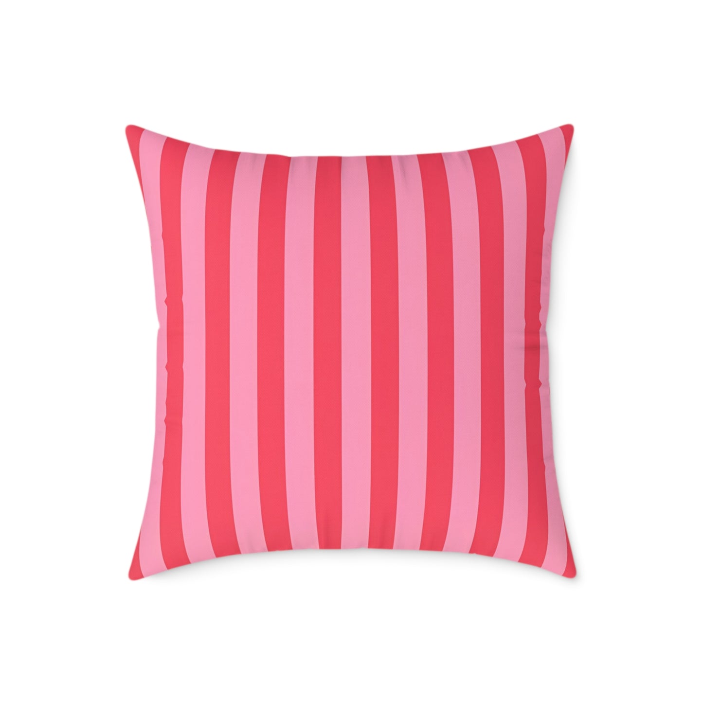 Light Pink Watermelon Pink Striped Throw Pillow | Square Poly Canvas Cushion