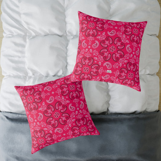 Red-Rose Paisley Pattern Pillow | Square Throw Pillow