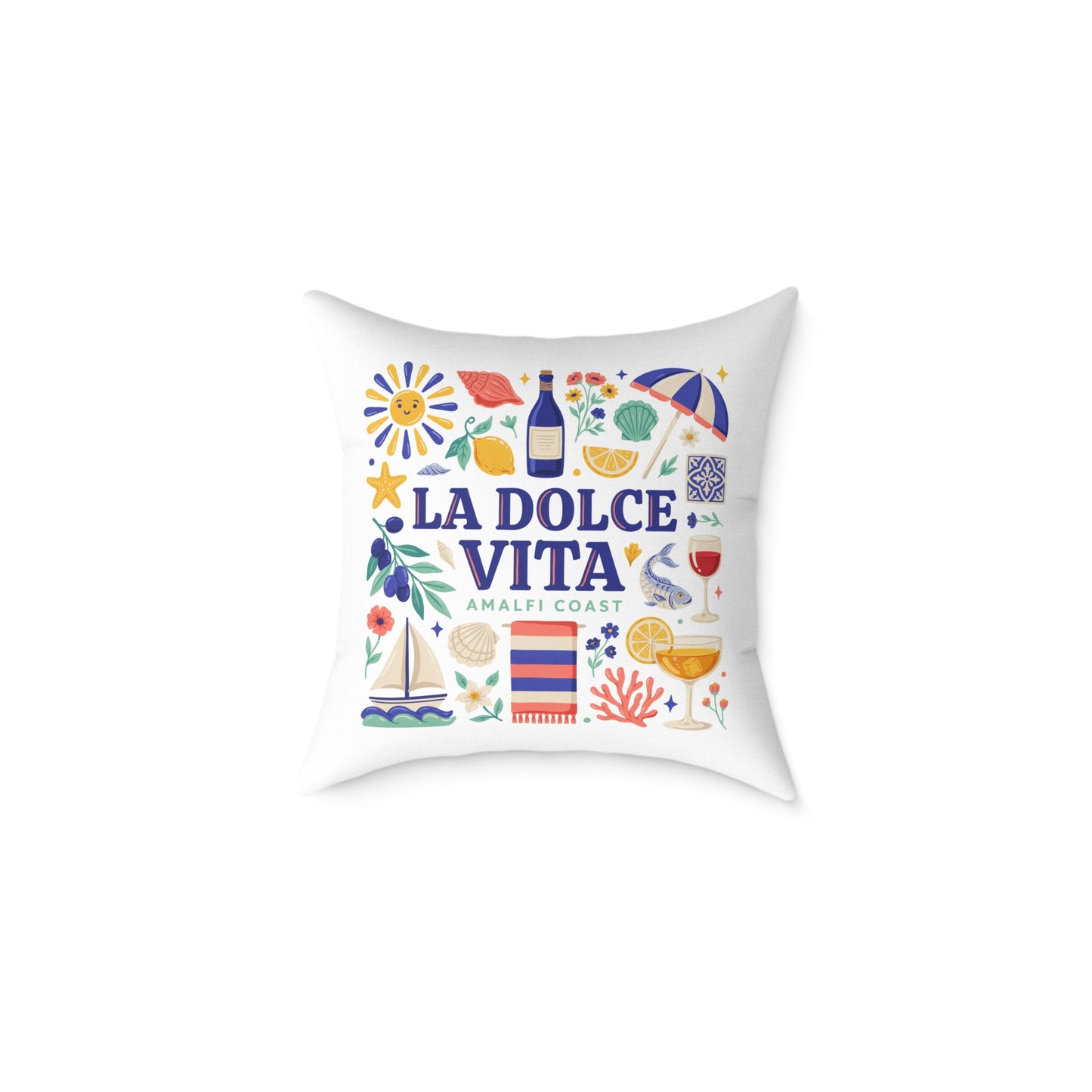 La Dolce Vita Amalfi Coast Square Pillow | Italian Summer Coastal Decor