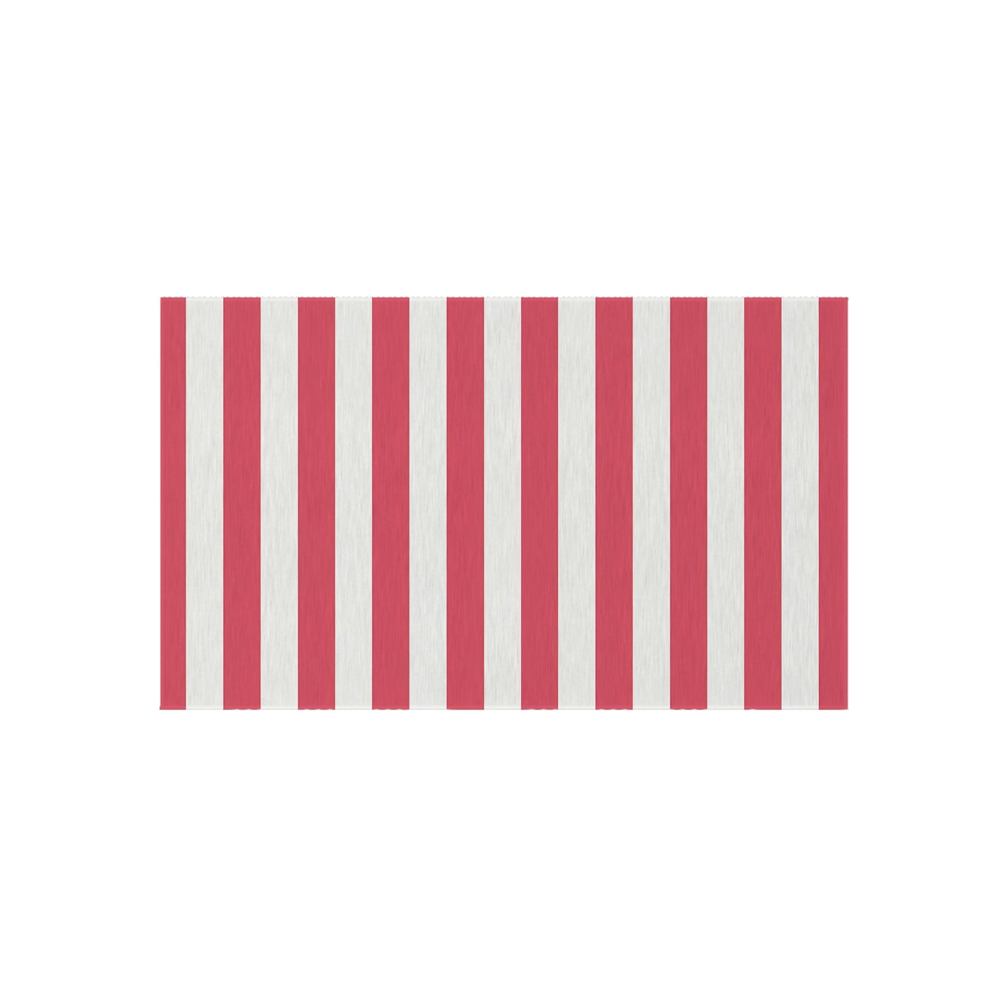 Red-Pink and White Vertical Stripe Outdoor/Indoor Rug | Patio Mat, Coastal Deck Accent