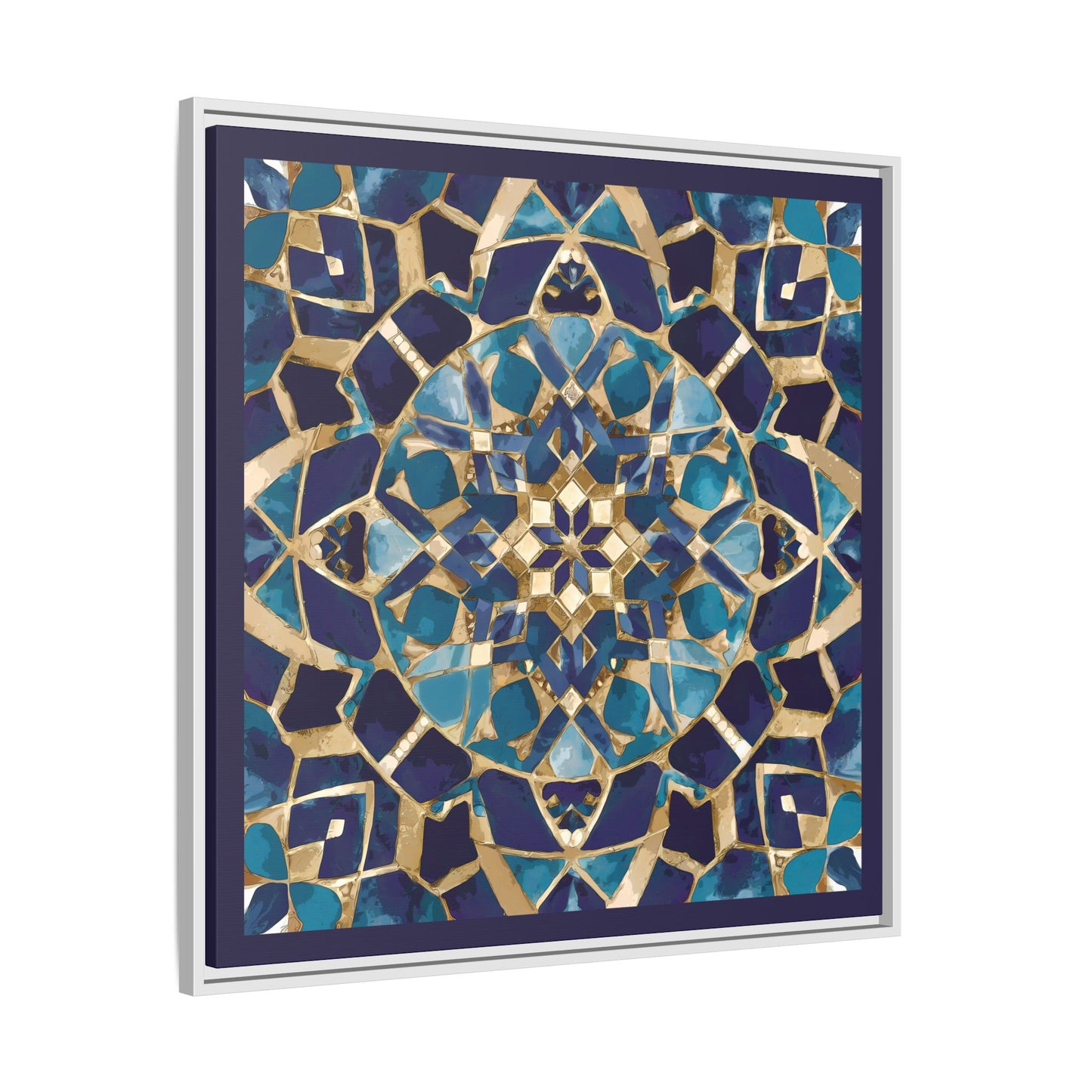 Framed Blue Moroccan Mosaic Wall Art — Matte Canvas Print