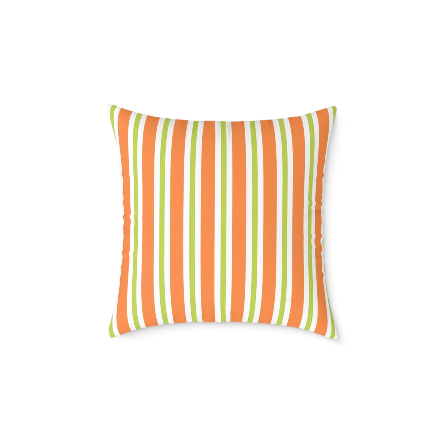 Orange Green Stripe Square Pillow | Striped Throw Pillow
