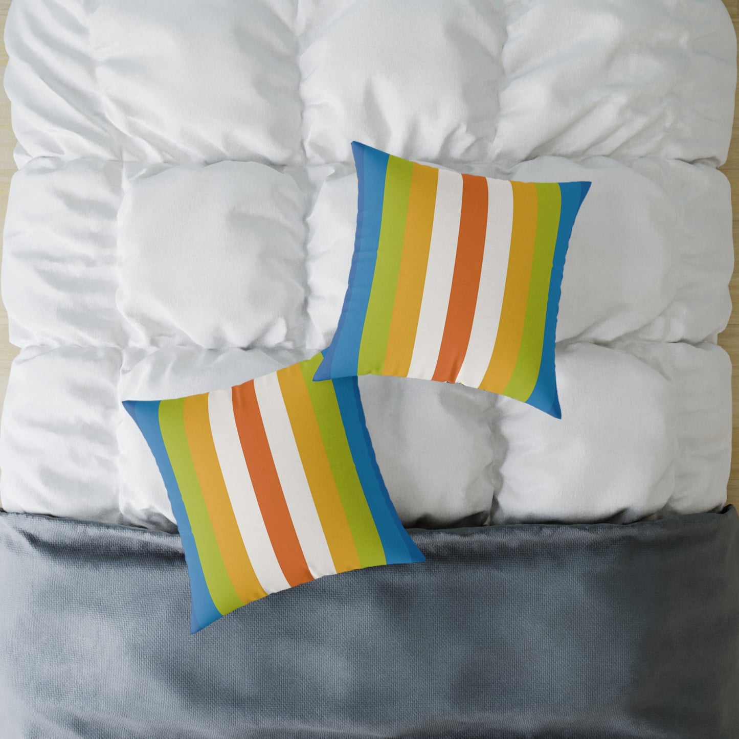 Retro Rainbow Stripes Pillow | Square Poly Canvas Pillow