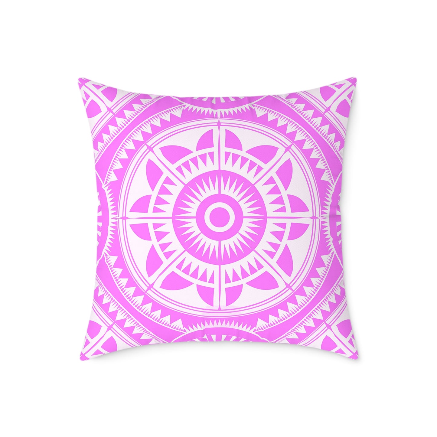 Bohemian Decorative Pink White Pillow, Cozy Home Accent, Mandala Throw Cushion, Gift for Her, Boho Chic Interior
