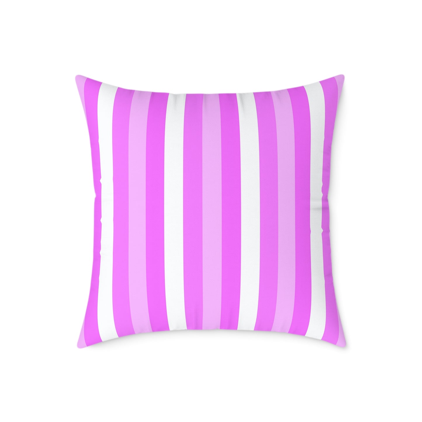 Pink White Stripe Pattern Square Pillow | Poly Canvas Pillow