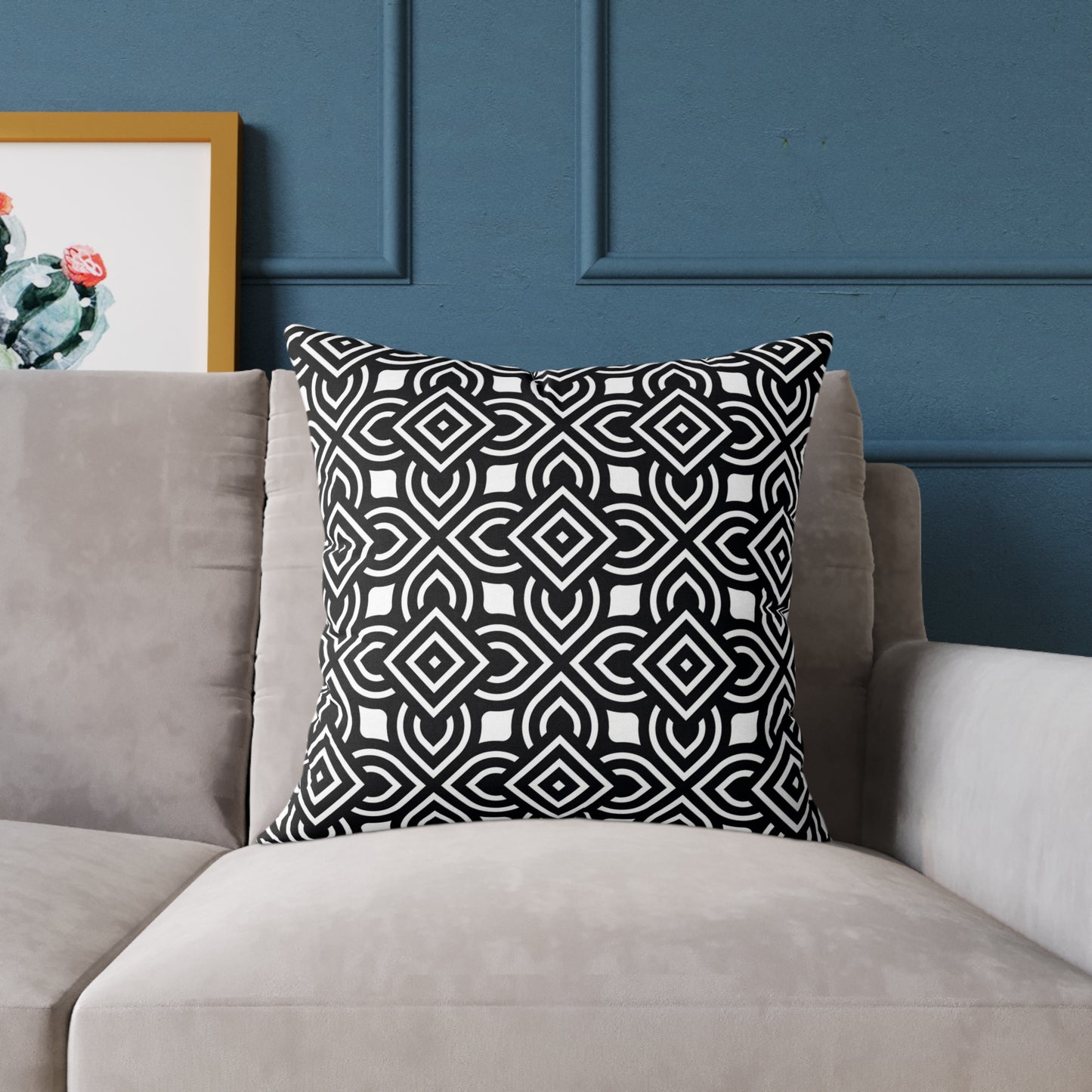 Black White Geometric Pattern Square Pillow | Modern Home Decor, Black and White Accent Cushion, Gift for Homeowners, Cozy Throw Pillow