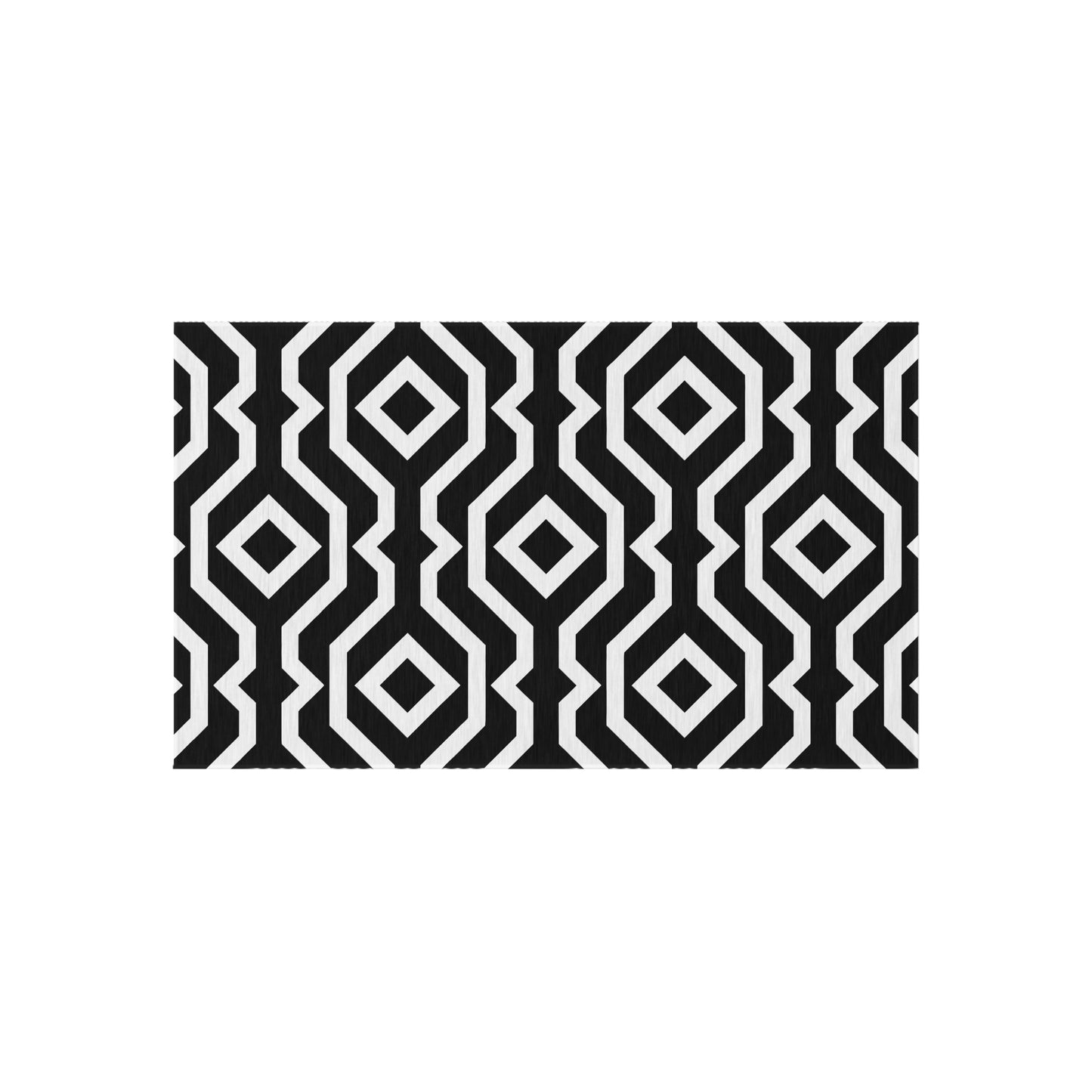 Geometric Black White Pattern Outdoor/Indoor Rug | Modern Patio Mat