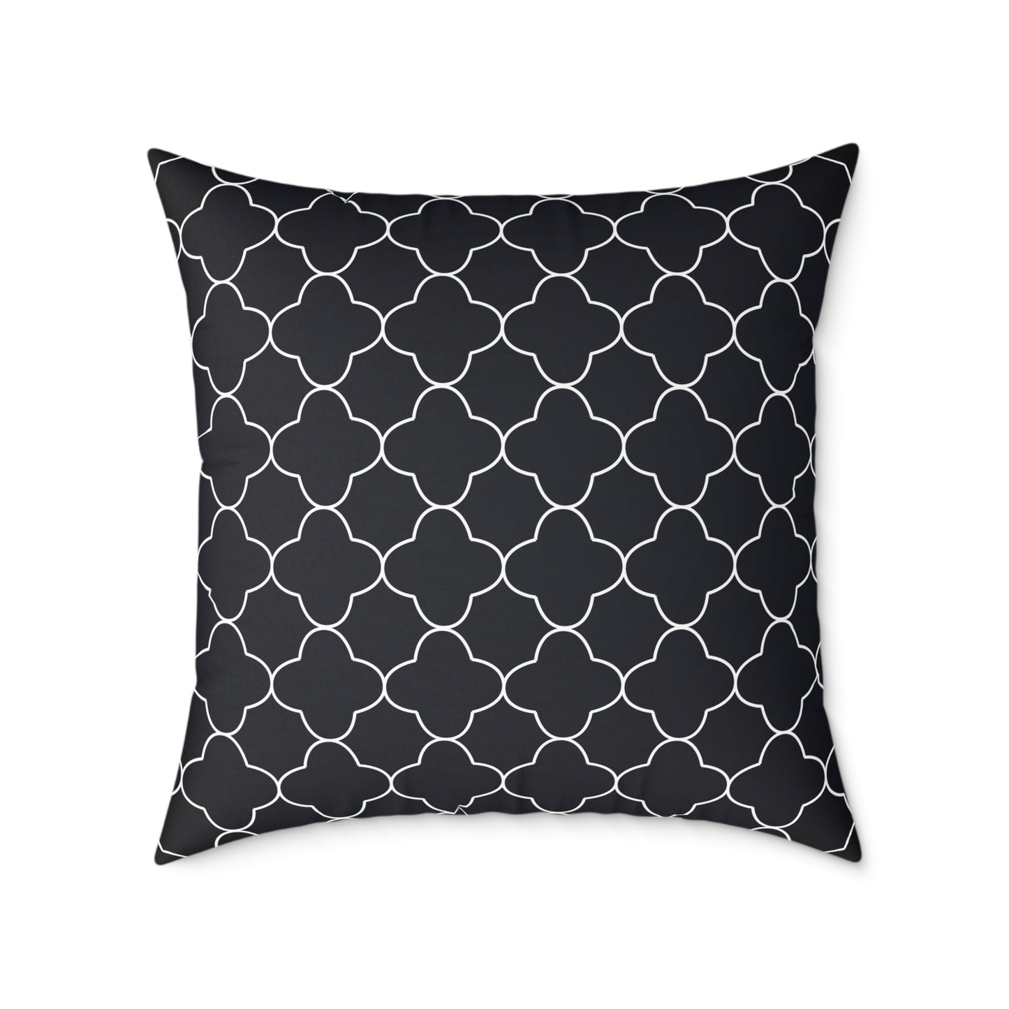 Black and White Moroccan Trellis Pattern Square Pillow | Geometric Throw Pillow