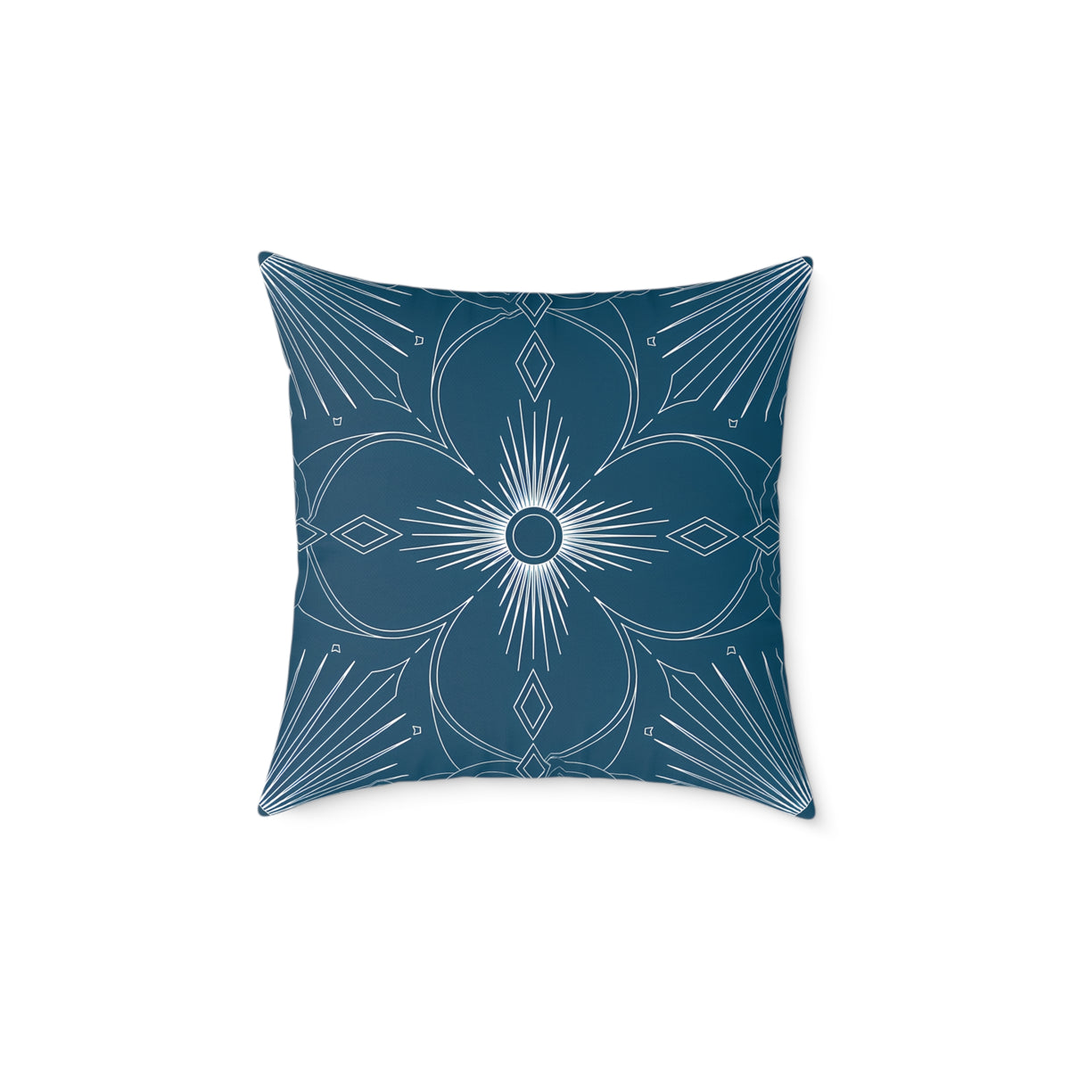 Cerulean Mandala Floral Pillow | Square Poly Canvas Pillow