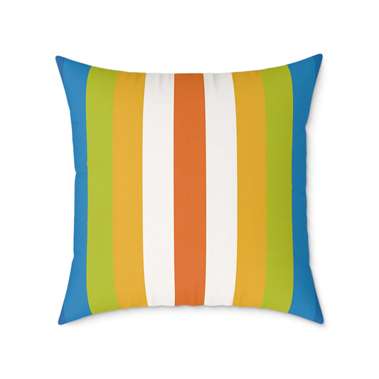 Retro Rainbow Stripes Pillow | Square Poly Canvas Pillow