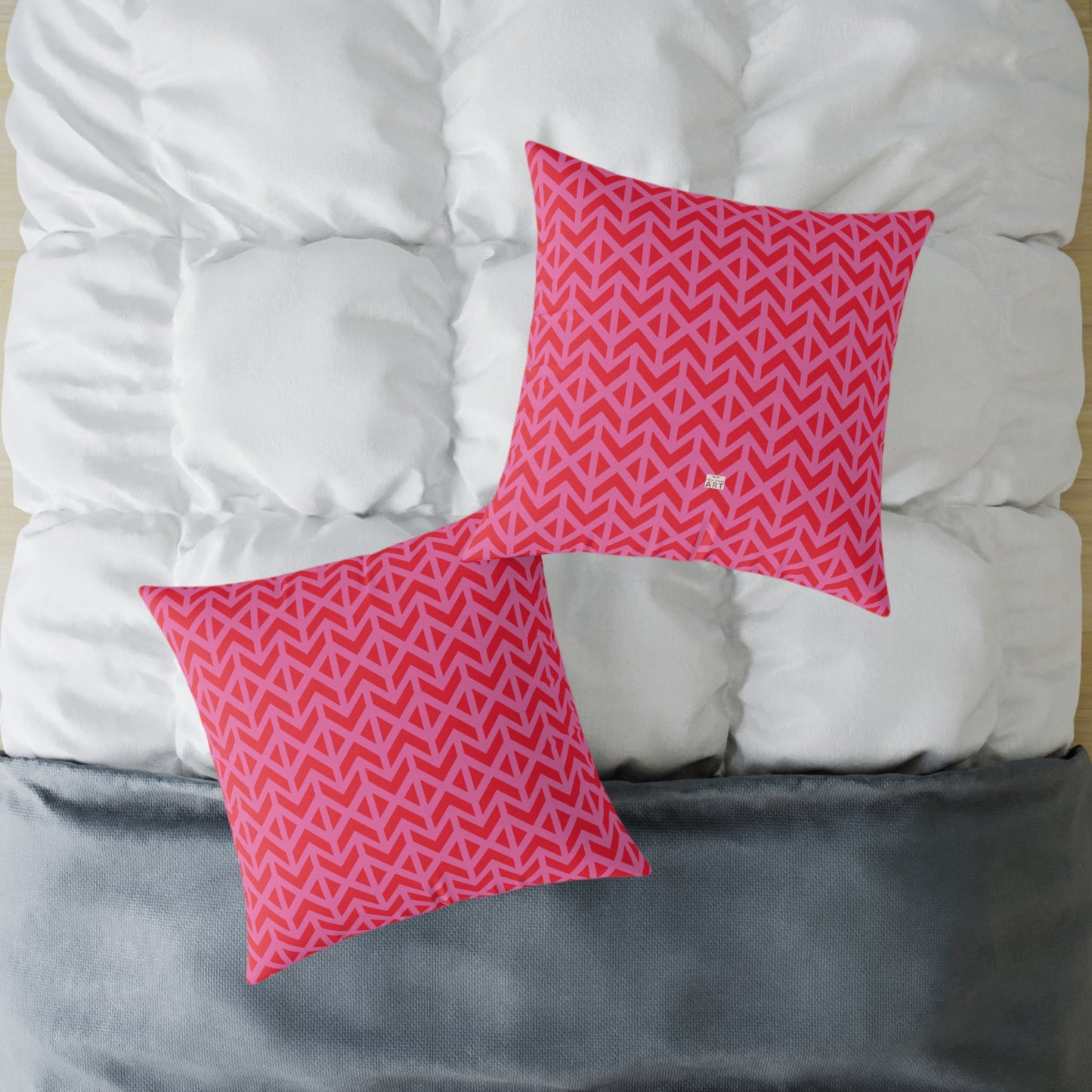 Pink Red Chevron Pattern Square Pillow | Geometric Throw Pillow