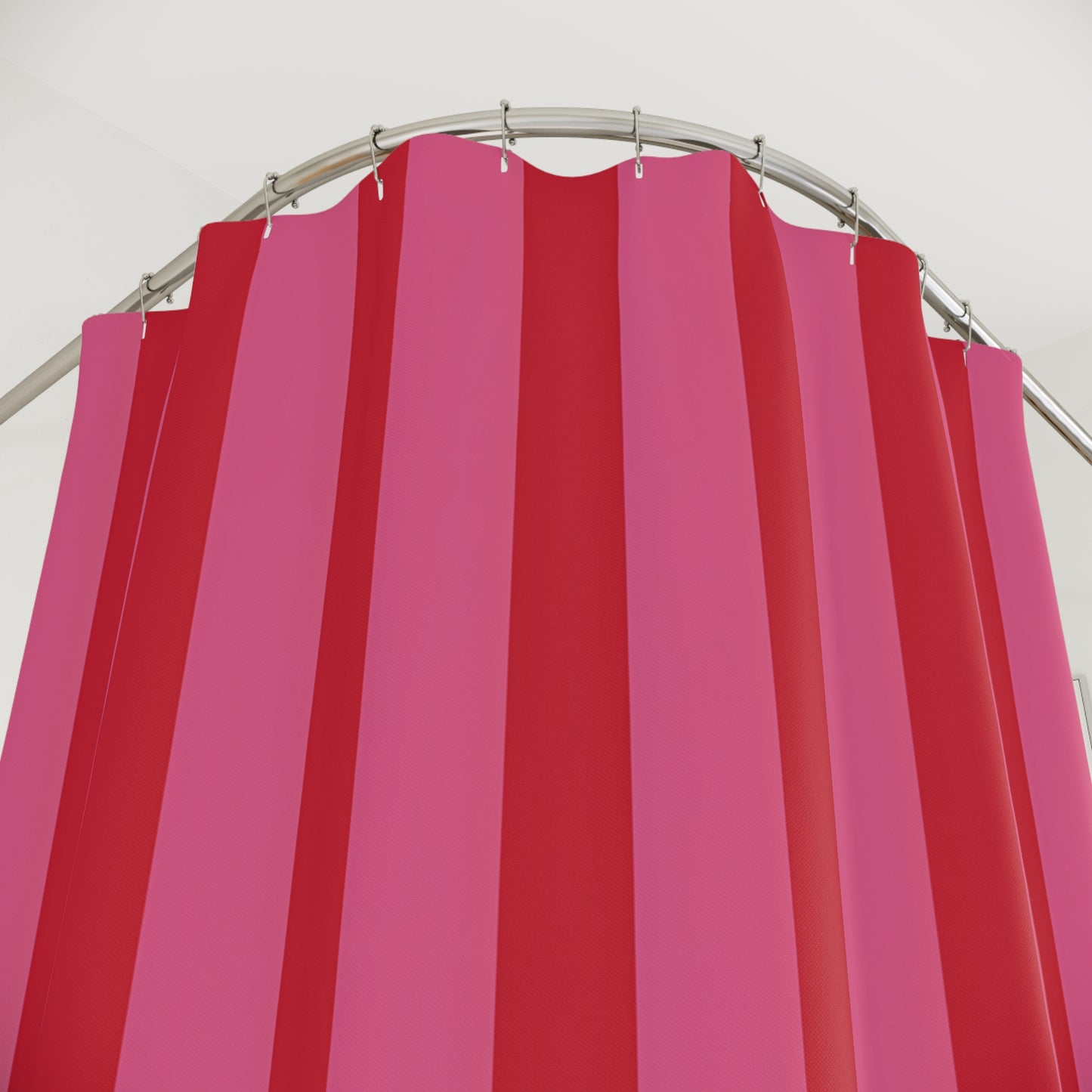 Pink Red Striped Shower Curtain | Vertical Ombre Bathroom Decor