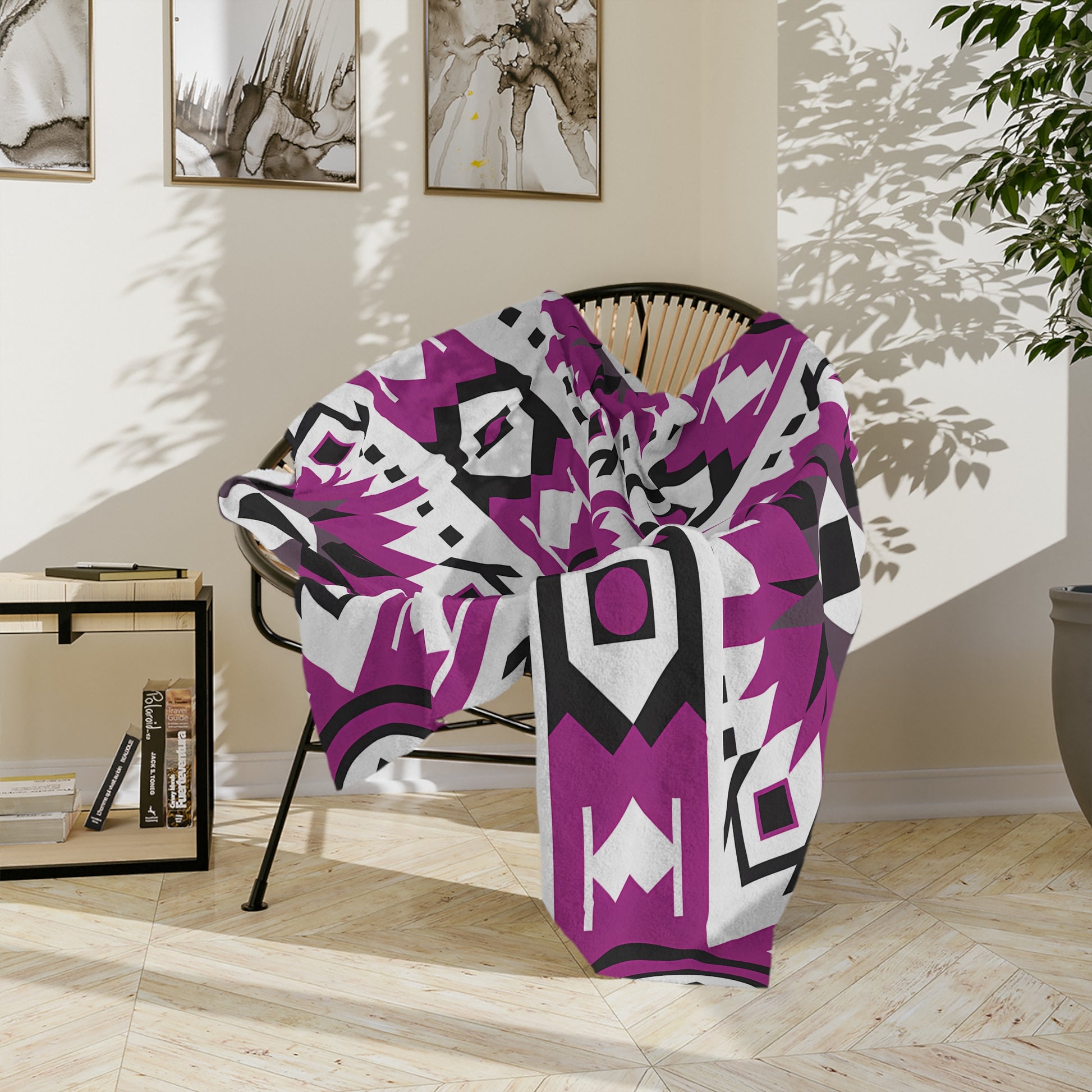Boho Chic Velveteen Microfiber Blanket - Cozy Home Decor, Gift for Her, Tribal Pattern, Indoor/Outdoor Throws, Birthday, Housewarming - LOLA VEGAS ART