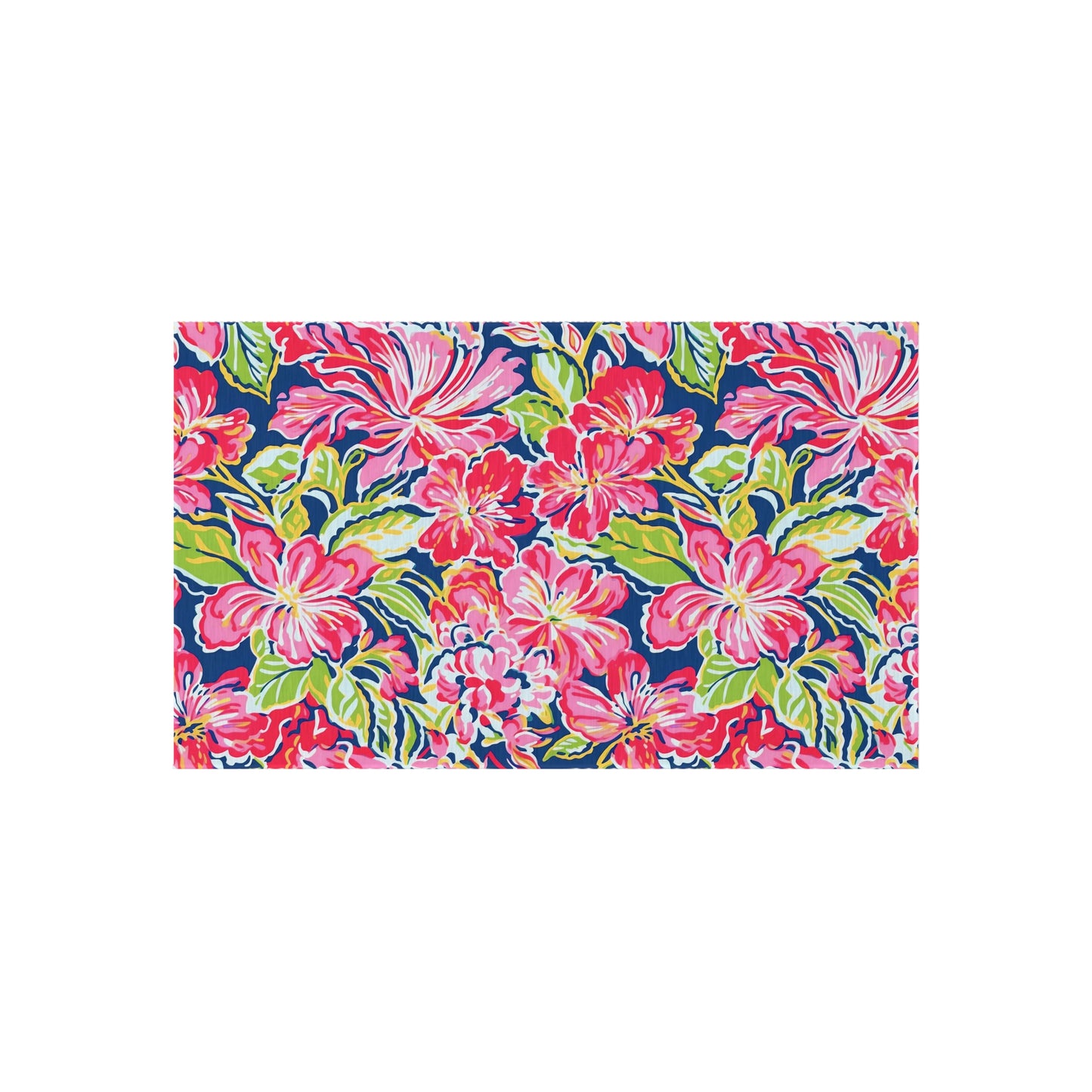 Pink Tropical Floral Indoor/Outdoor Rug | Hibiscus Pattern Patio Mat