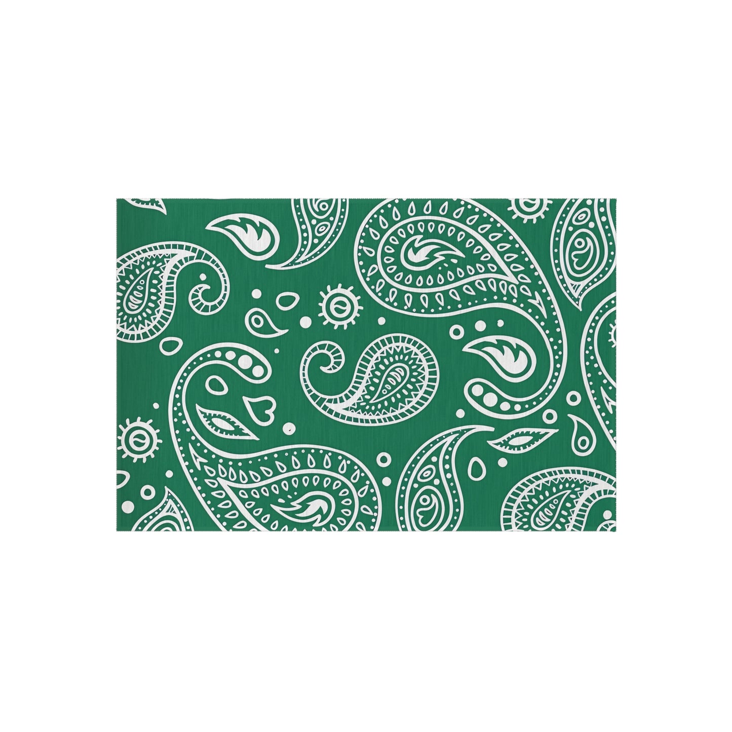 Green Paisley Pattern Outdoor/Indoor Rug | Waterproof Patio Mat