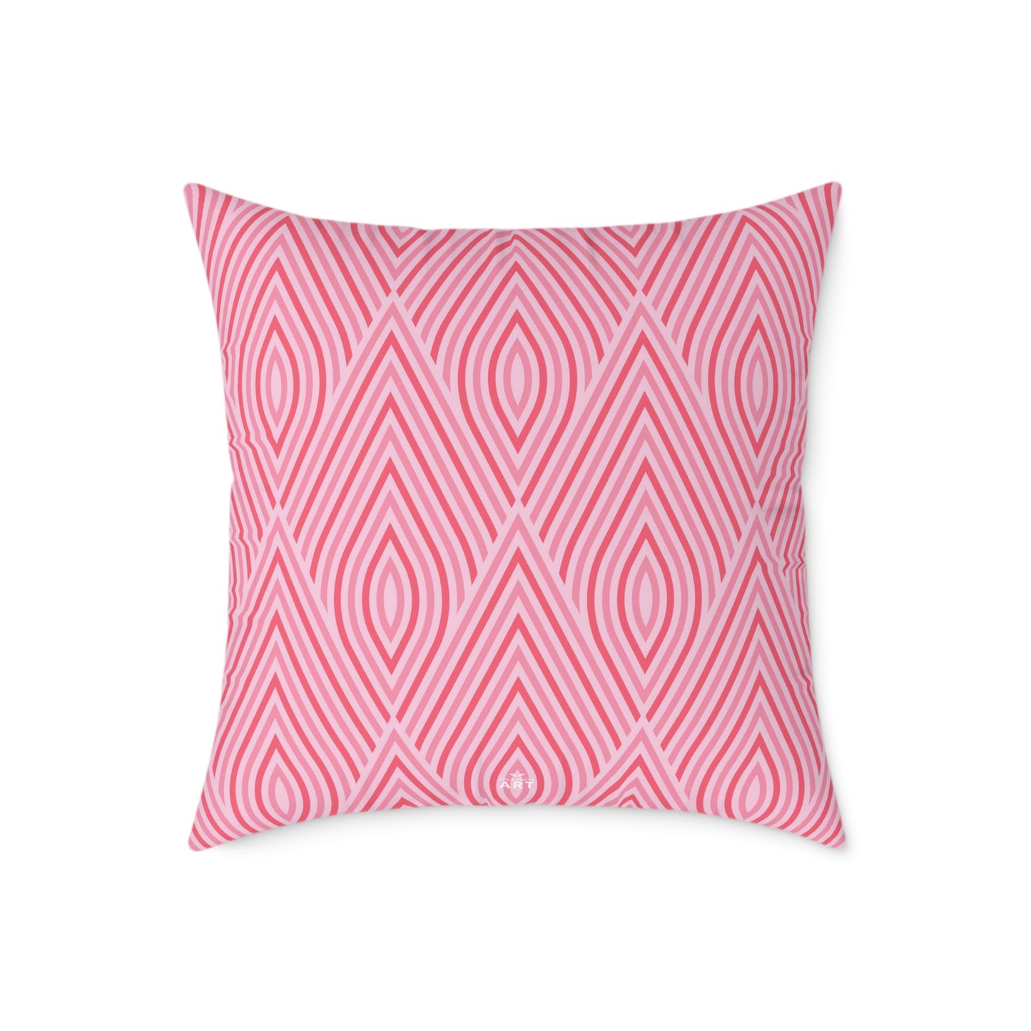 Pink Geometric Ikat Pattern Square Pillow | Decorative Throw Pillow
