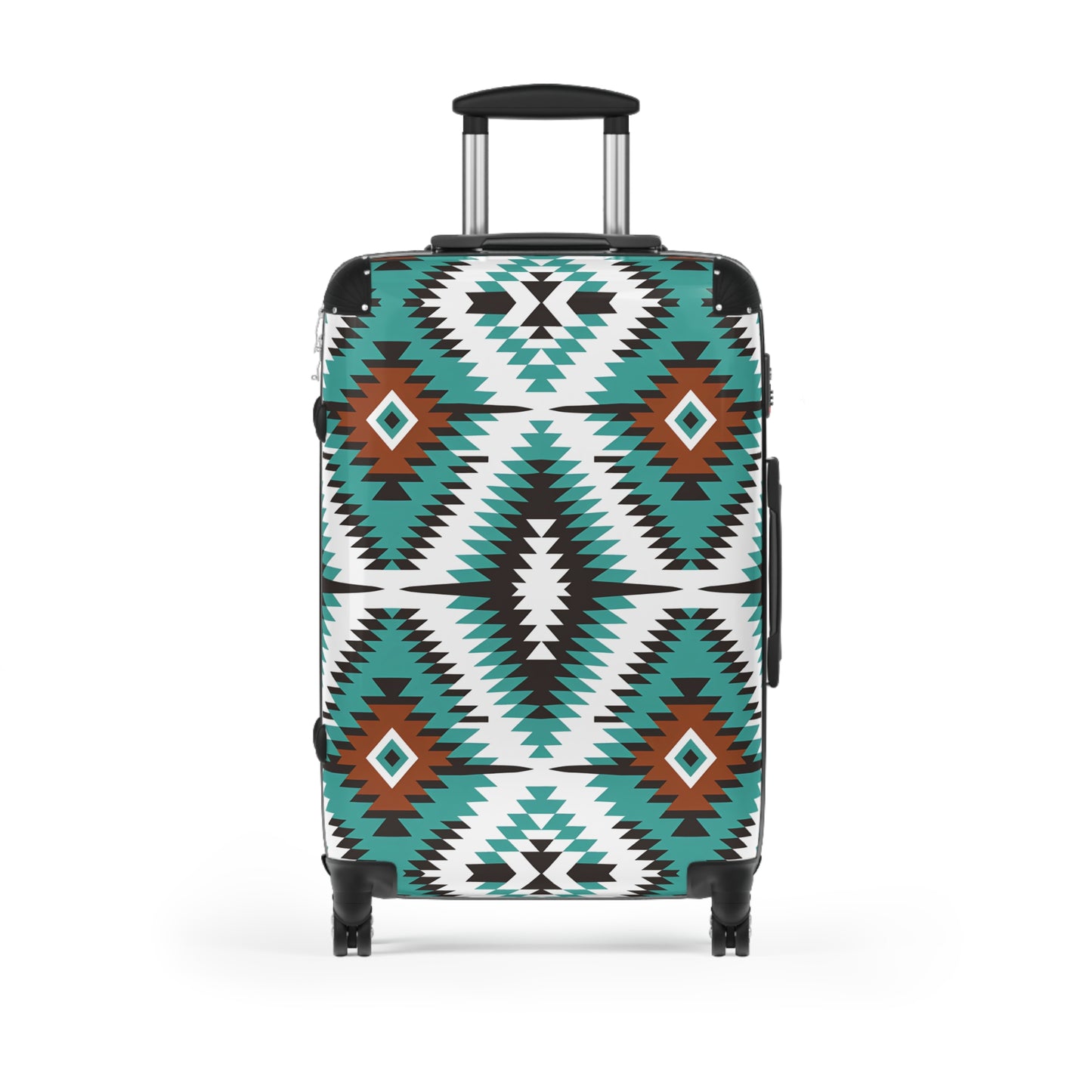 Southwestern Aztec Pattern Suitcase | Turquoise Brown Geometric Luggage