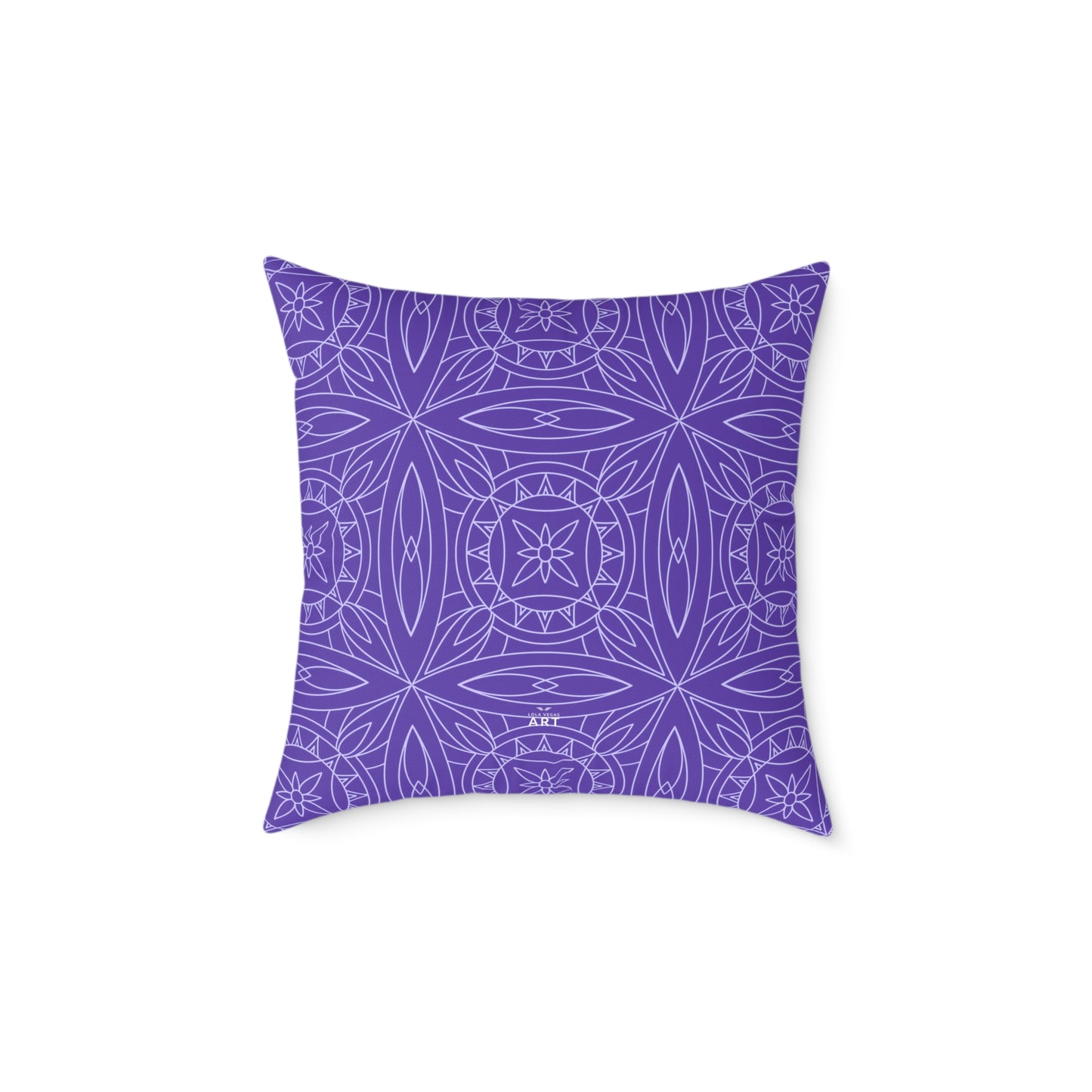Geometric Kaleidoscope Pattern Square Pillow | Purple White Tile Decorative Pillow