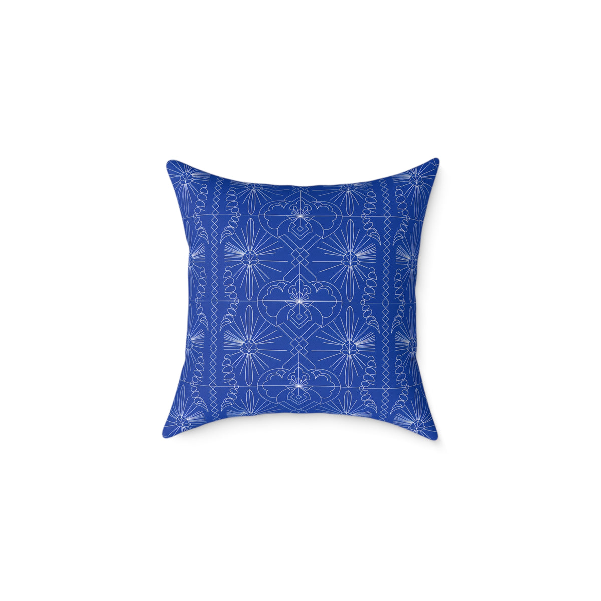 Geometric Starburst Pattern Square Pillow | Blue White Decorative Throw Pillow