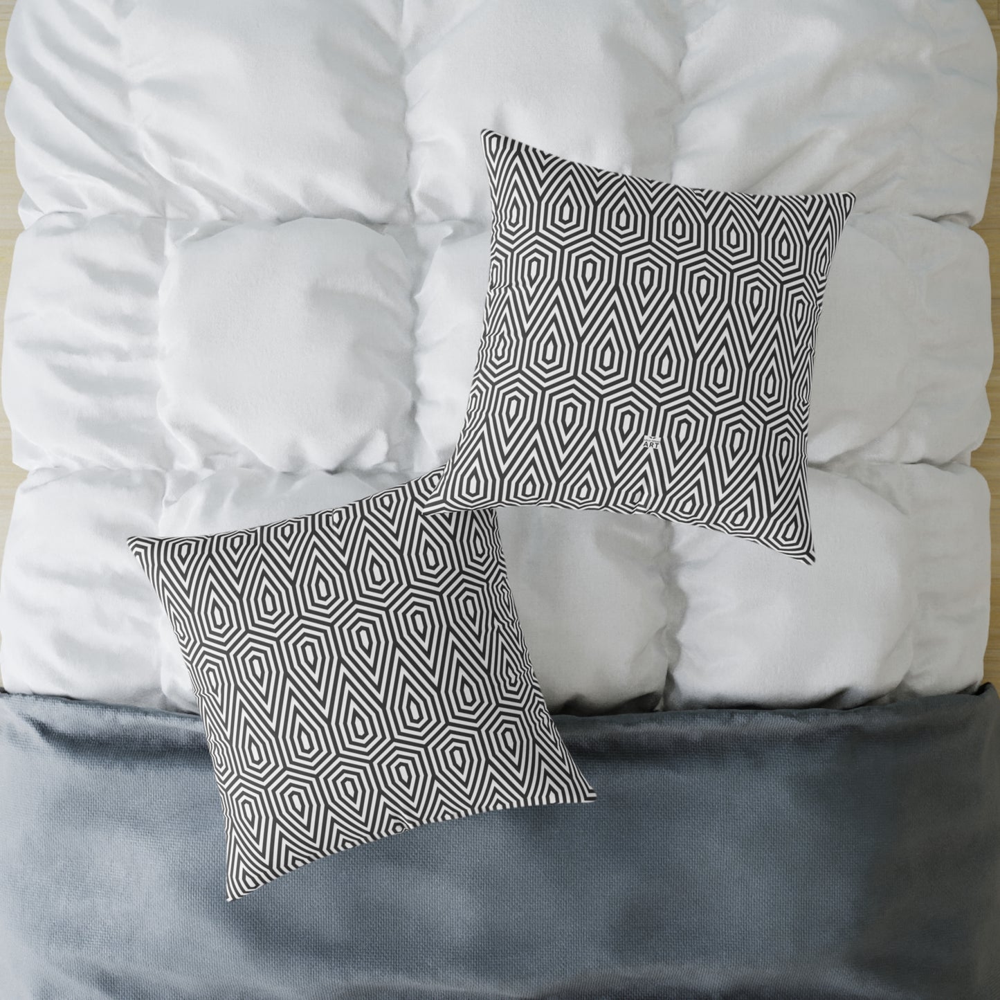 Geometric Hexagon Pattern Square Pillow | Black White Modern Throw, Modern Home Decor, Square Cushion, Accent Home Accessories, Gift for Her