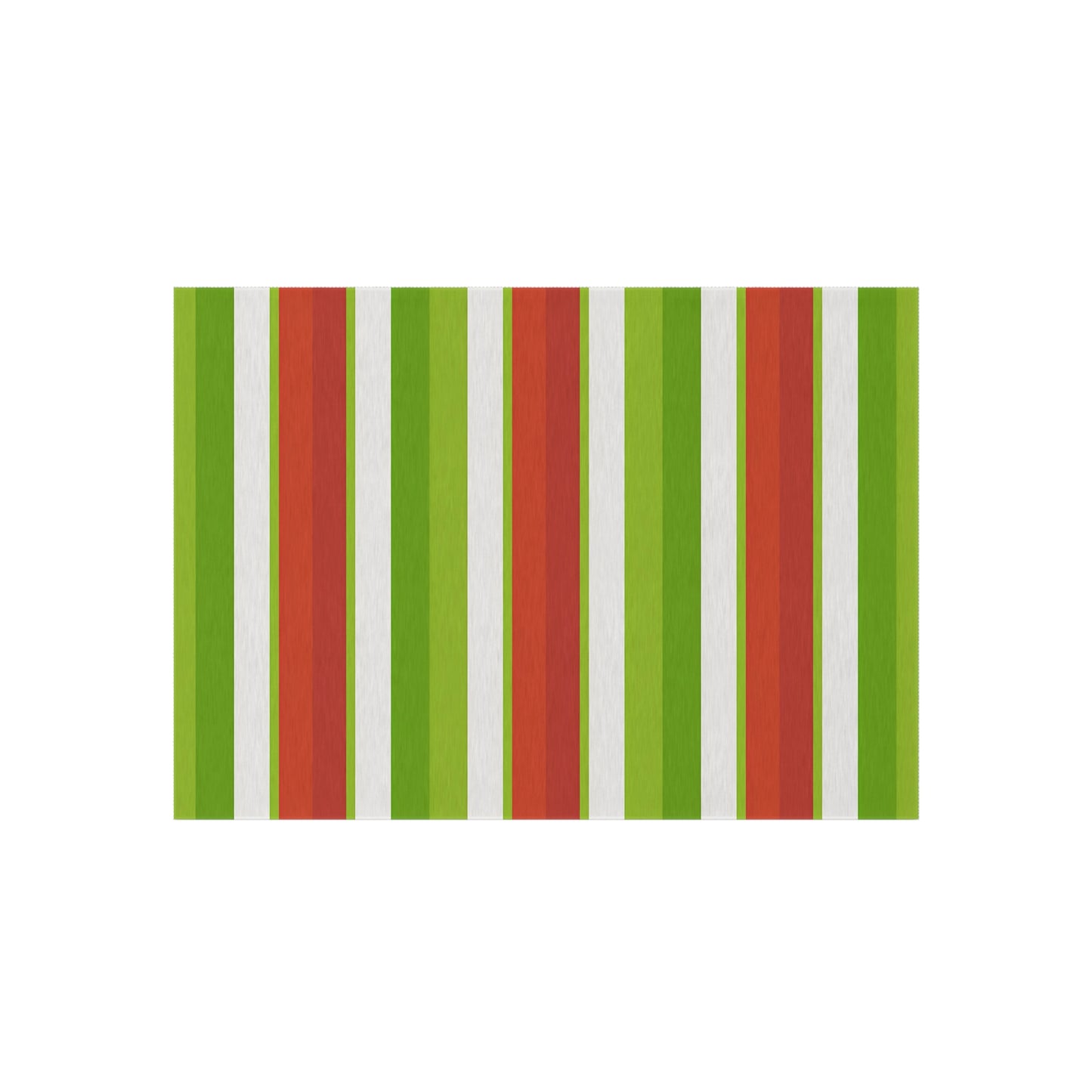 Green Orange Red White Stripe Outdoor/Indoor Rug | Patio Mat, Weatherproof Porch Rug