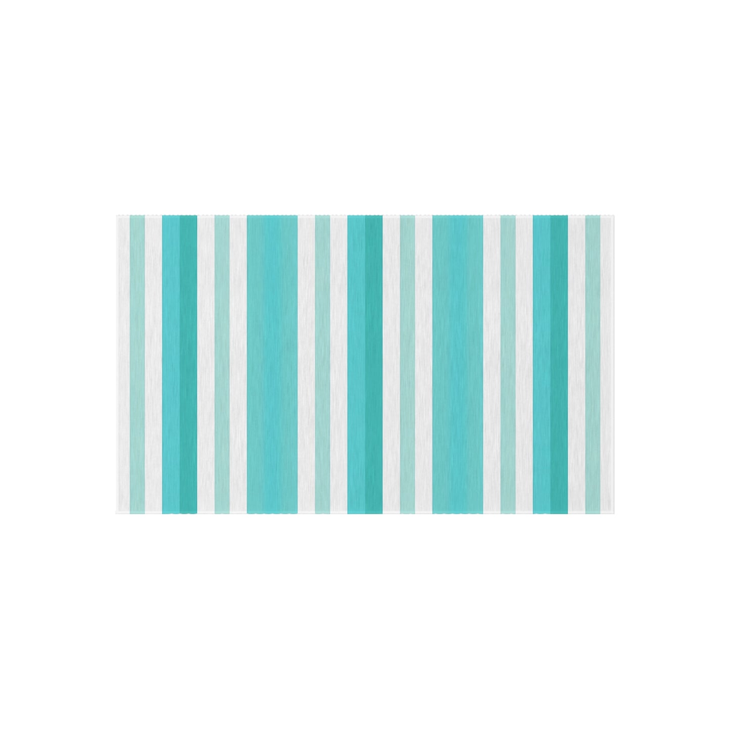 Teal Stripe Outdoor/Indoor Rug | Blue White Striped Patio Mat