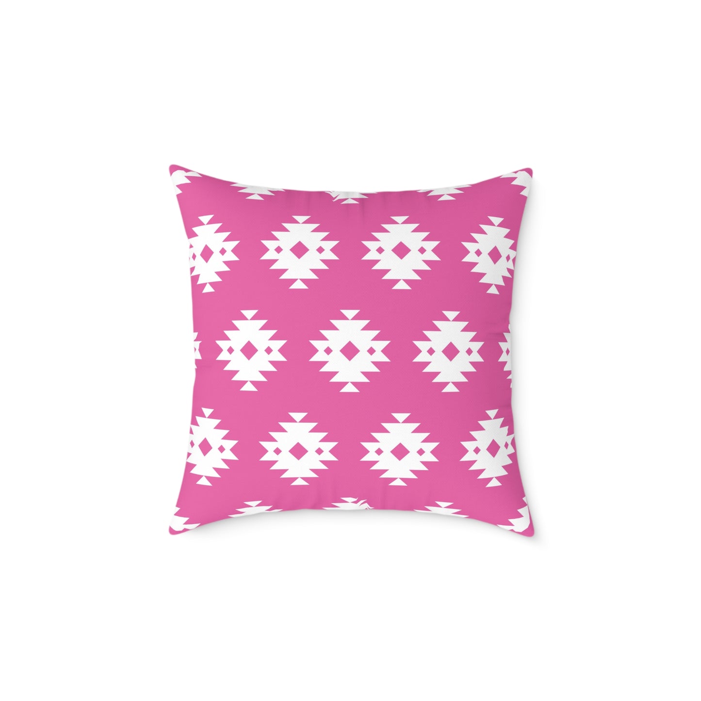 Pink White Boho Aztec Diamond Pattern Pillow | Square Throw Pillow