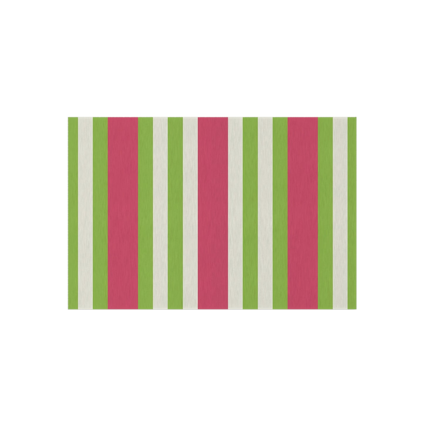 Watermelon Pink and Green Striped Outdoor Rug | Patio Mat