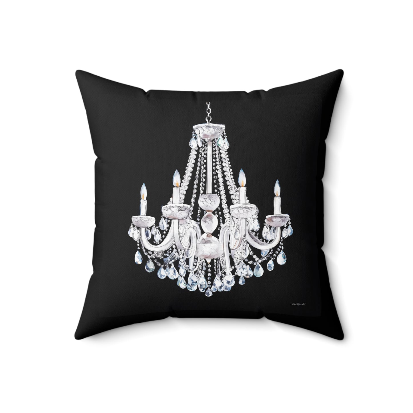 Gothic Pillow, Black Square Chandelier Pillow, Dramatic Gothic Home Decor, Glamorous Accent Pillow, Spun Polyester Square Pillow for Gothic