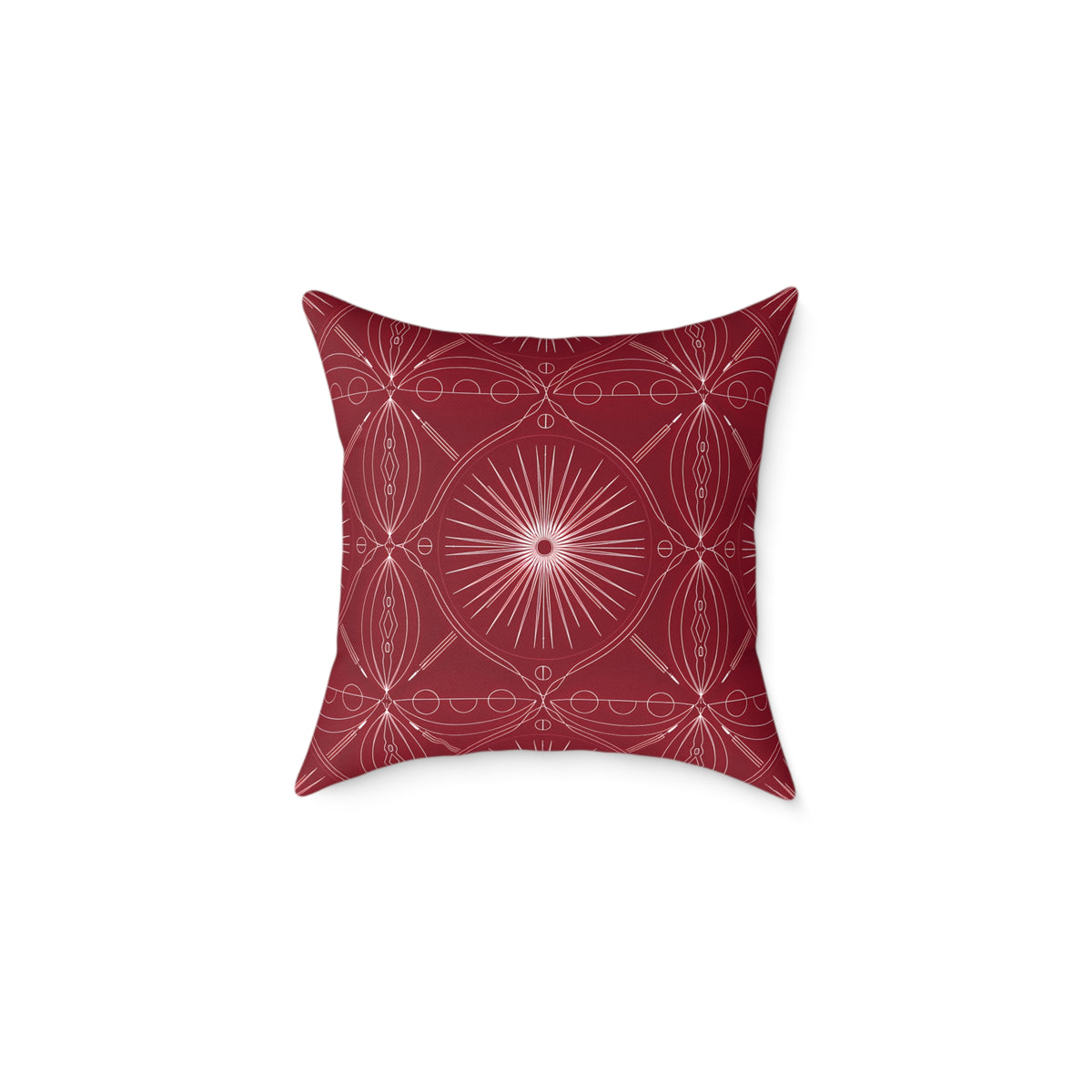 Red Geometric Medallion Square Pillow | Boho Pattern Home Decor