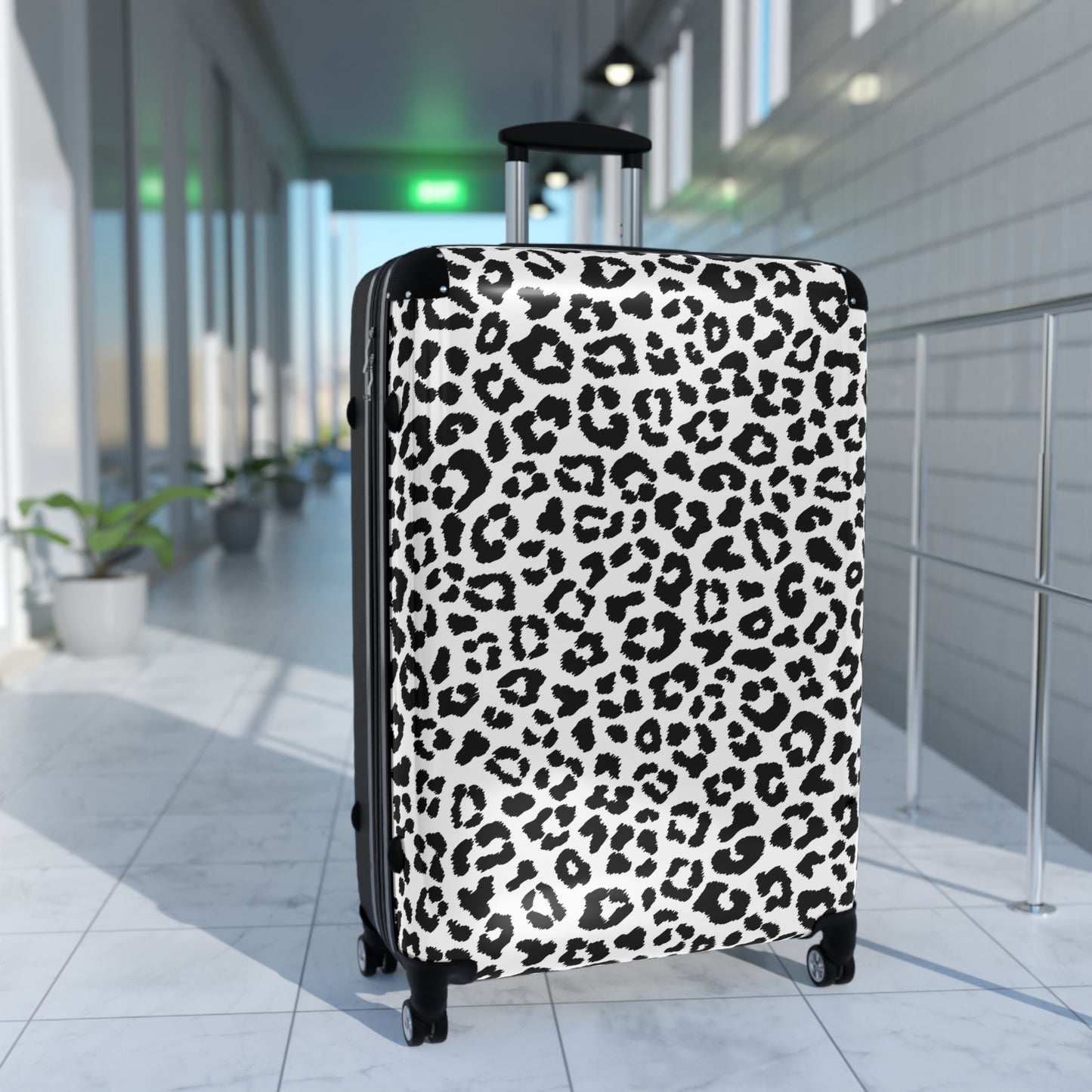 Black White Leopard Print Suitcase | Animal Print Luggage
