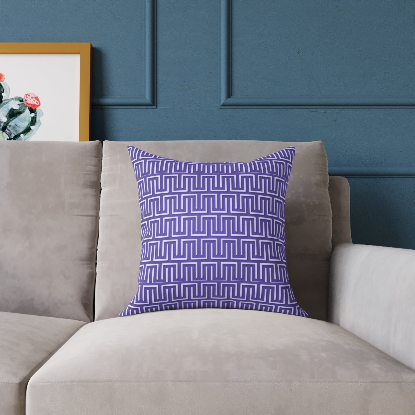 Geometric Maze Pattern Pillow | Purple Greek Key Throw Pillow