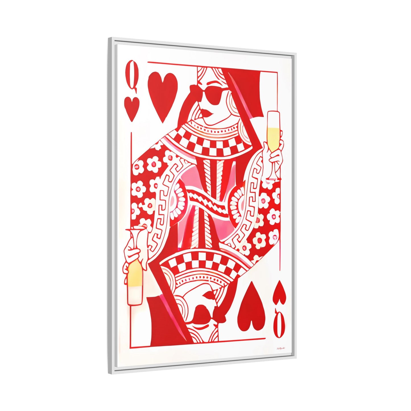 Framed Canvas, Fashionista Wall Art, Glam Queen Of Hearts, Champagne Decor, Feminine Stylish Print - LOLA VEGAS ART