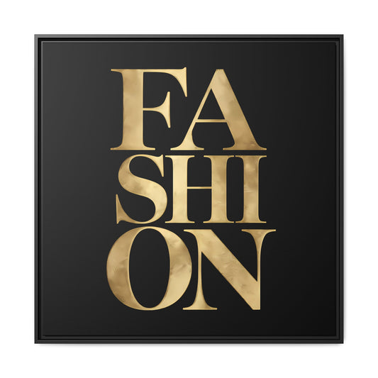 Fashion Wall Art, Stylish Gallery Canvas Wraps, Square Frame, Home Decor, Gift for Fashionistas, Glamorous Black and Gold Wall Hanging