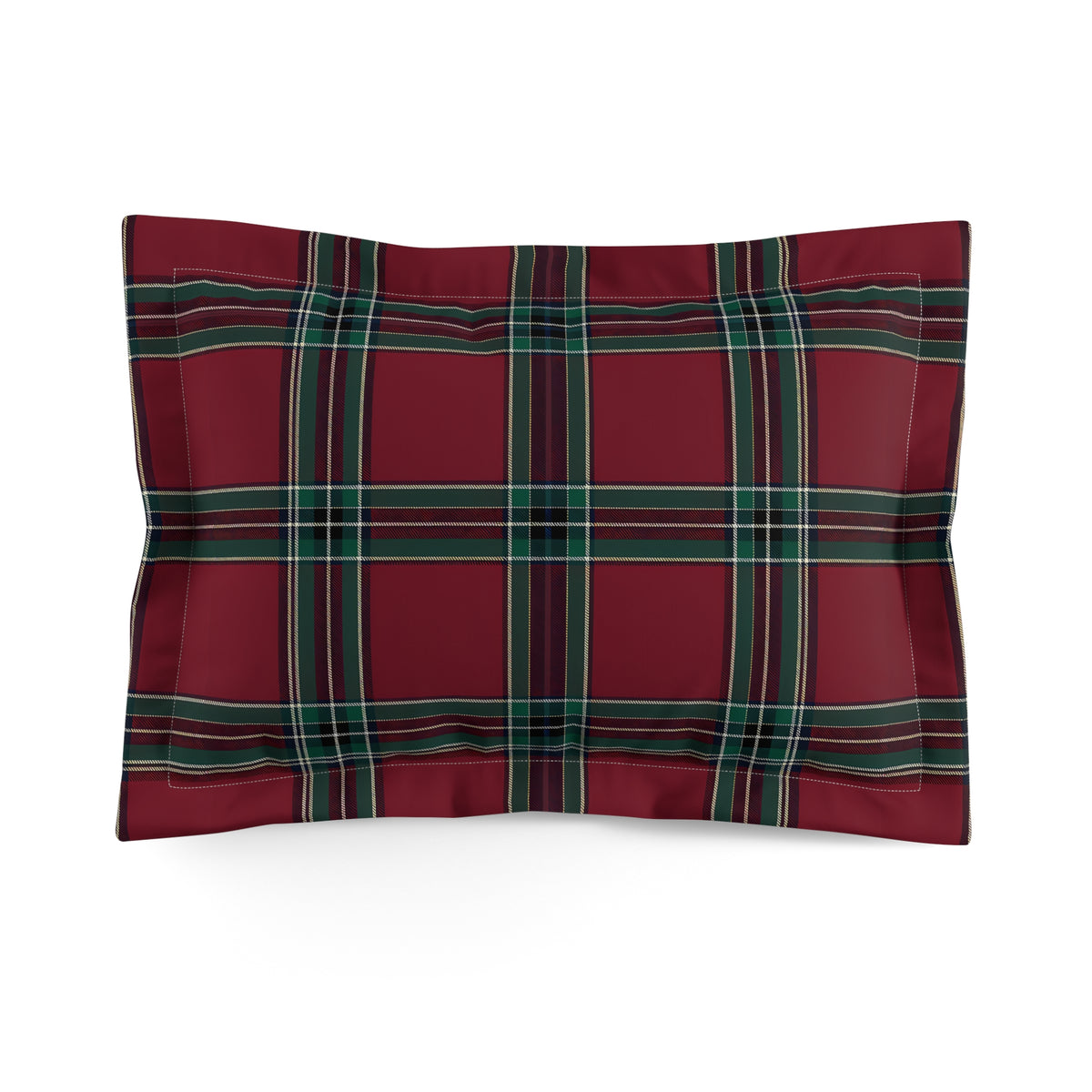 Red Green Plaid Microfiber Pillow Sham | Tartan Holiday Bedding
