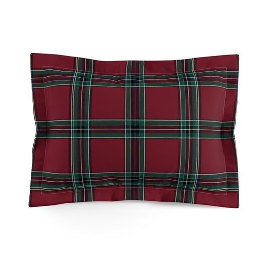 Red Green Plaid Microfiber Pillow Sham | Tartan Holiday Bedding