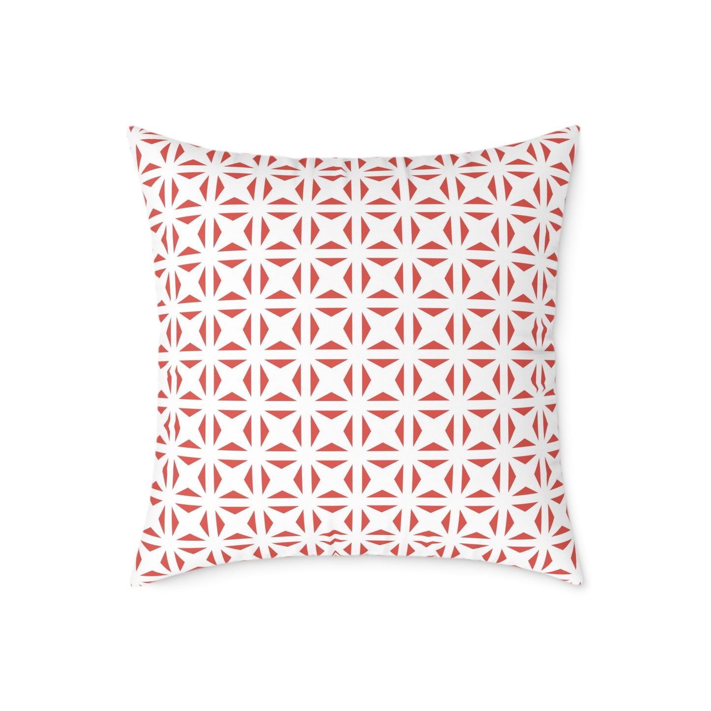 Geometric Starburst Pattern Square Pillow | Red White Canvas Throw Pillow, Modern Home Accent, Gift for Housewarming, Sofa Decor,