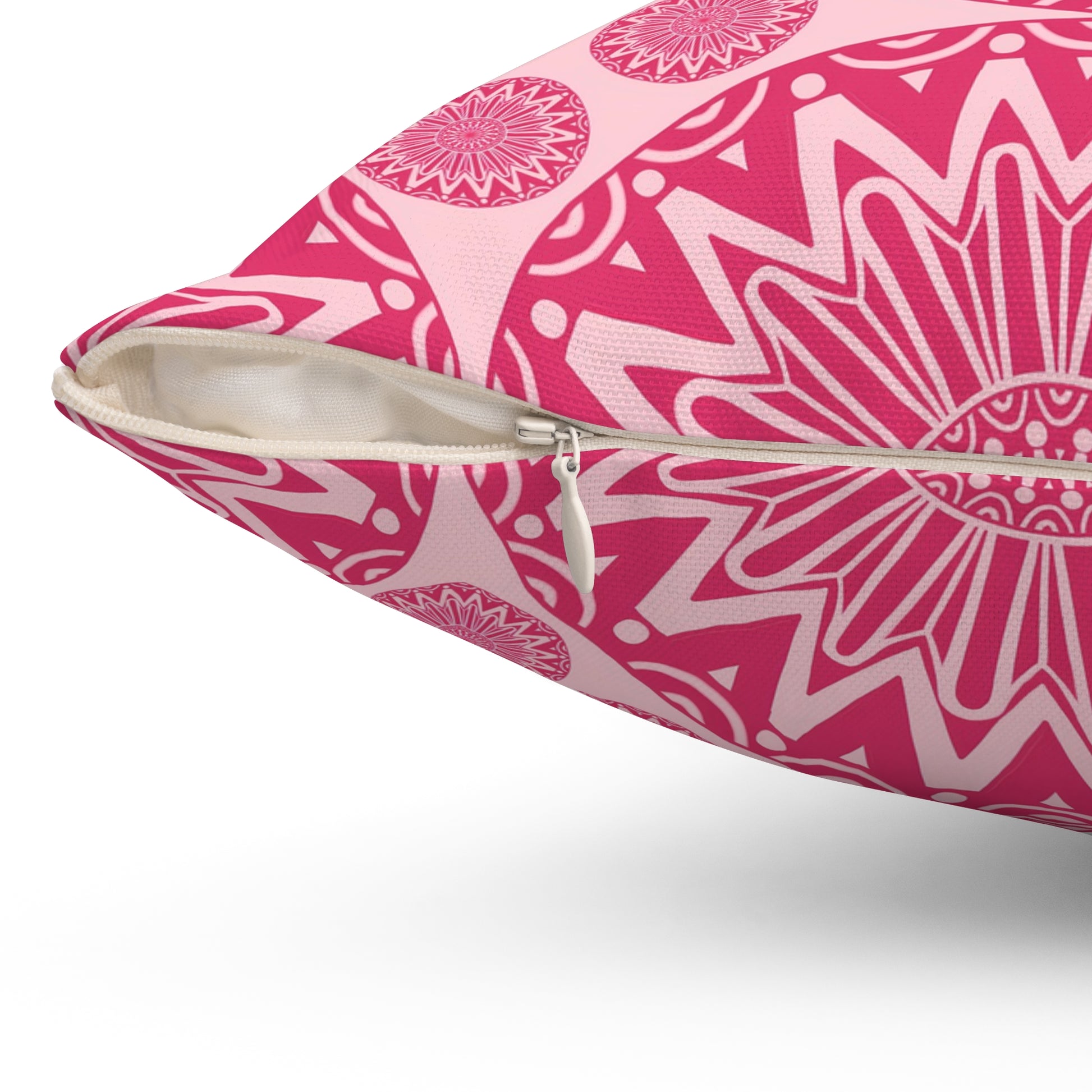 Vibrant Pink Mandala Pillow, Boho Decor Cushion, Home Throw Pillow, Gift for Her, Living Room Accent - LOLA VEGAS ART