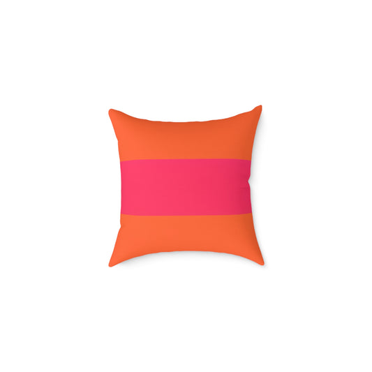 Bold Pink Stripe Square Pillow | Orange Background Poly Canvas