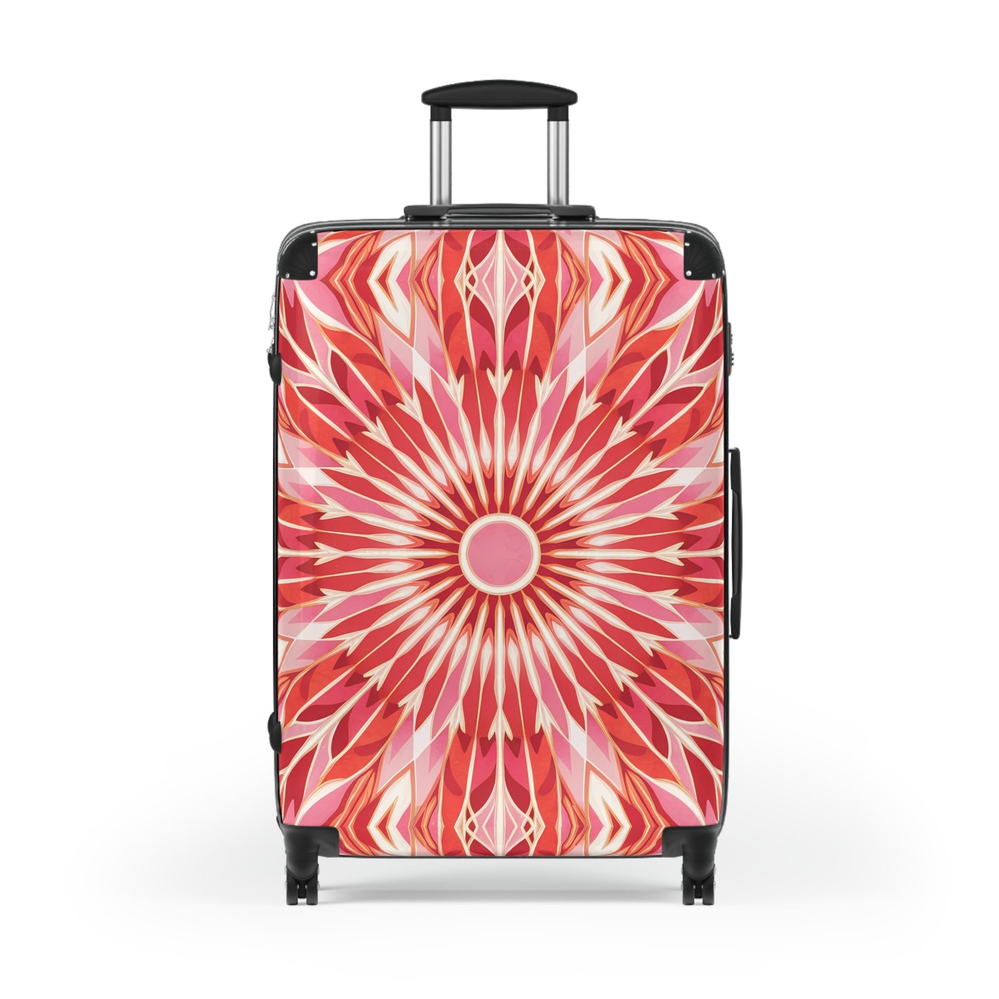 Suitcase, BOHO Flower Design Luggage, Unique Travel Bag for Bohemian Gift, Eclectic Suitcase, Orange Pink White, Floral Travel Bag, Gift for