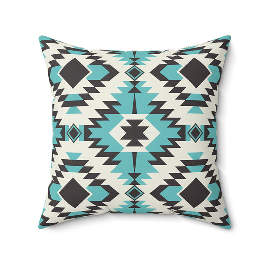 Turquoise and Black Bohemian Pillow, Cozy Home Decor, Tribal Cushion, Living Room Accent, Gift for Boho Lovers, Modern Home Accessories