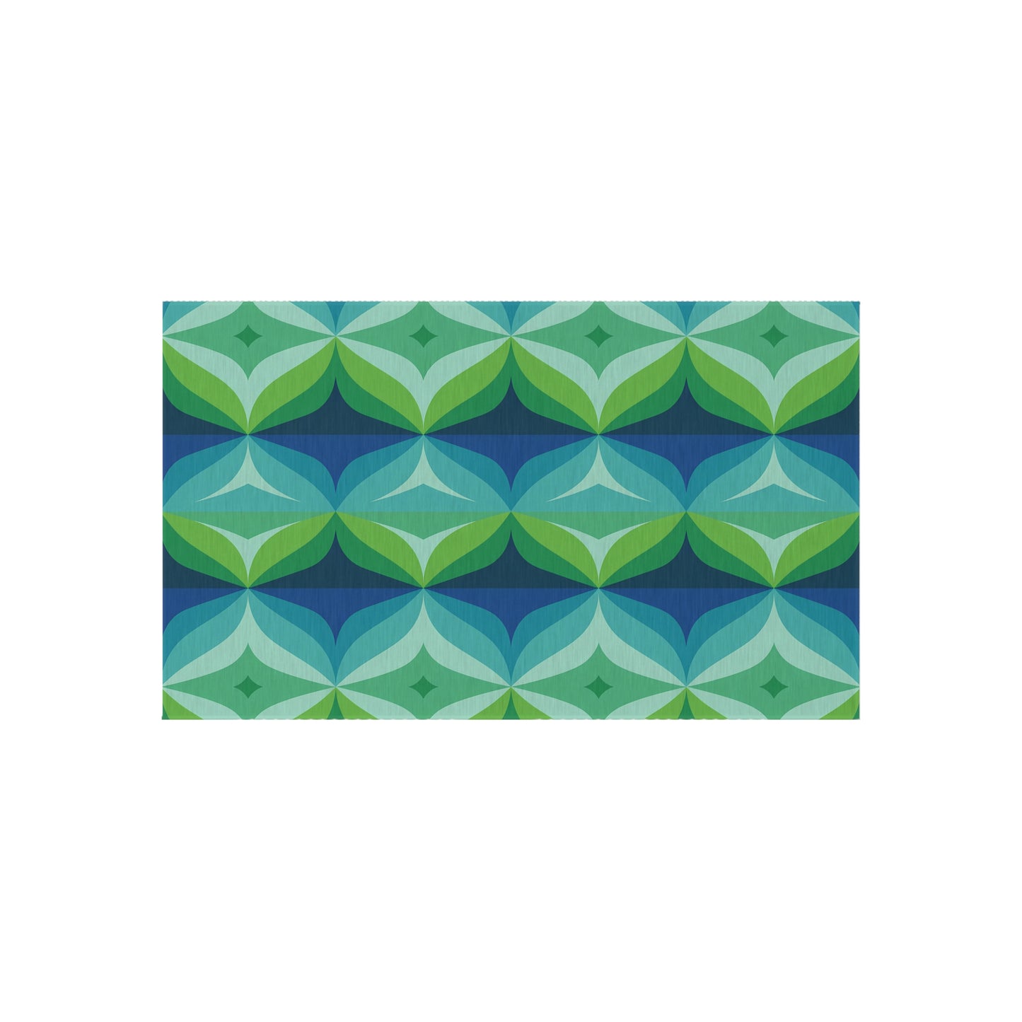 Geometric Leaf Pattern Outdoor/Indoor Rug | Blue Green Patio Mat