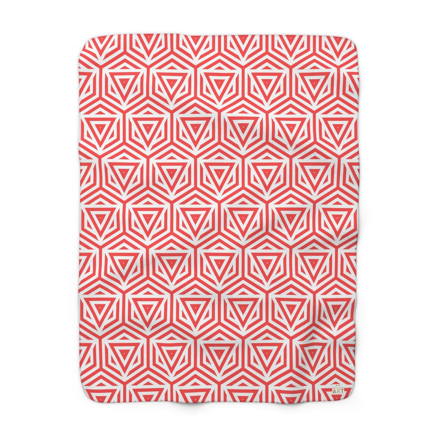Red Geometric Triangle Pattern Sherpa Blanket | Cozy Fleece Throw, Warm Throw for Home Decor, Perfect Gift for Winter, and Cozy Nights