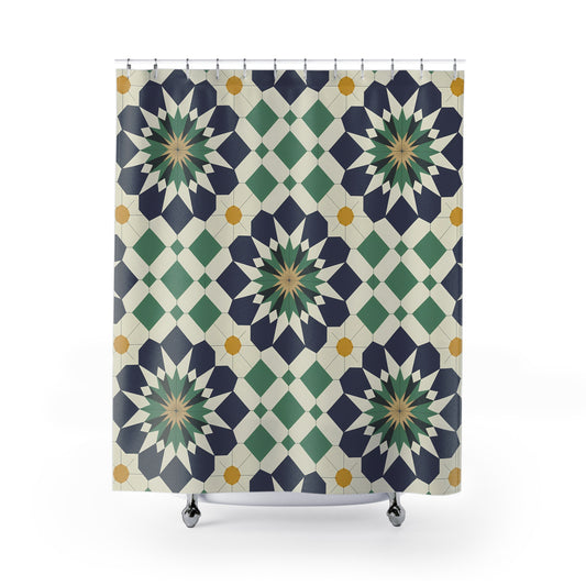 Bohemian Shower Curtain - Floral Pattern, Bathroom Decor, Unique Gift, Home Styling, Modern Design, Midcentury Modern Decor - LOLA VEGAS ART