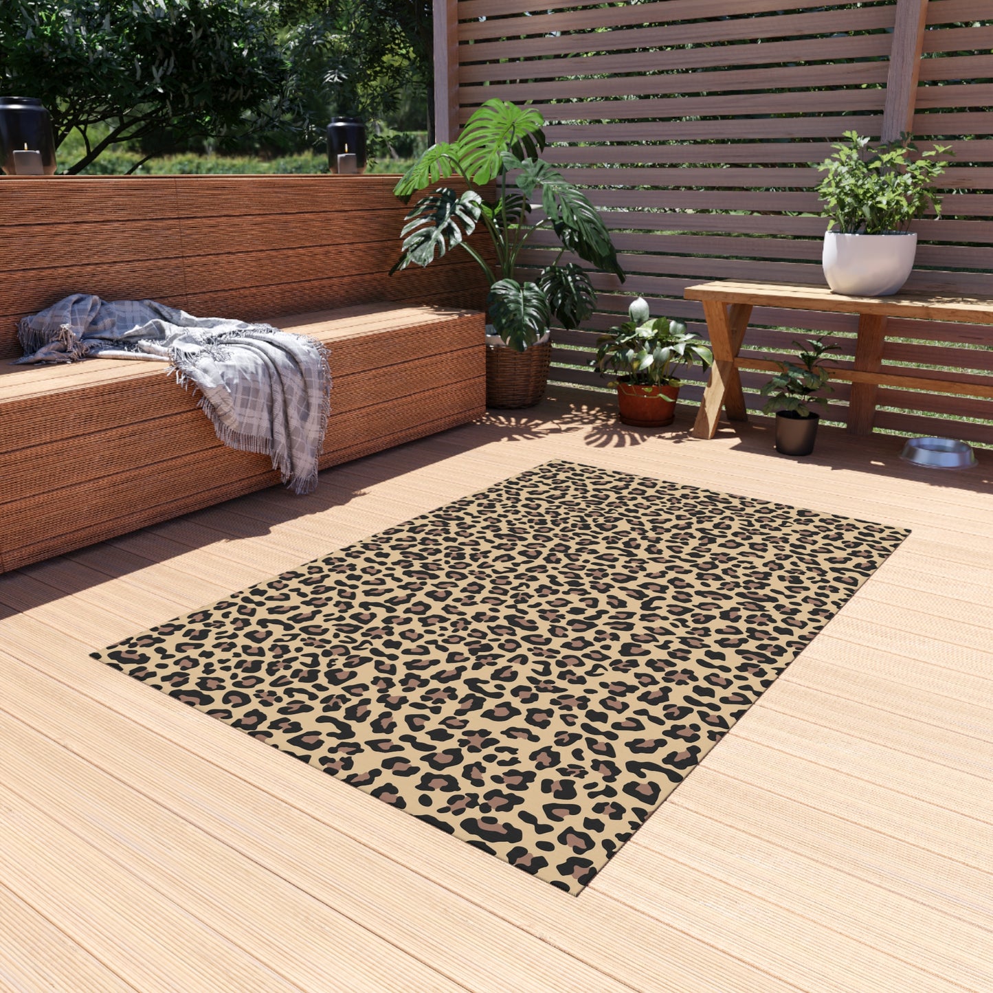 Chic Outdoor Rug - Leopard Print, Patio Decor, Garden Accessories, Porch Mat, Animal Print Rug, Boho Style Outdoor Area